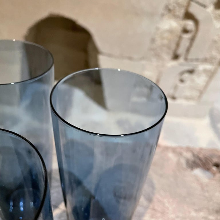 Finland Blue Tall Drink Tumbler Glasses Set of Four by Kaj Franck