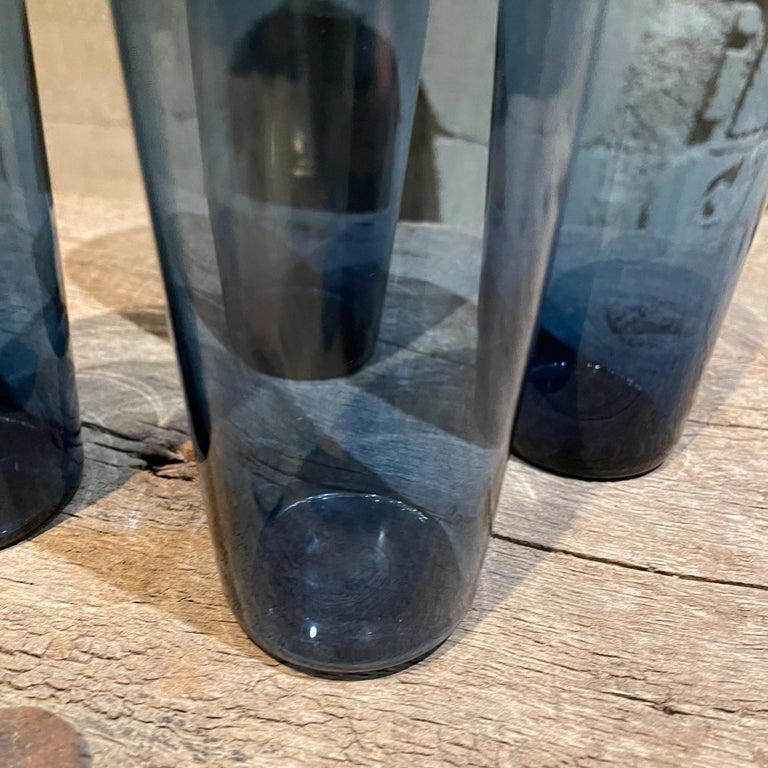 Finnish 1960s Four Blue Tall Tumbler Glasses by Kaj Franck IIttala Finland