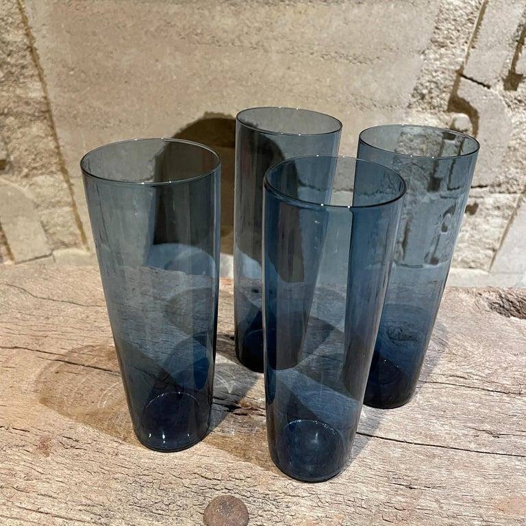 Mid-20th Century 1960s Four Blue Tall Tumbler Glasses by Kaj Franck IIttala Finland