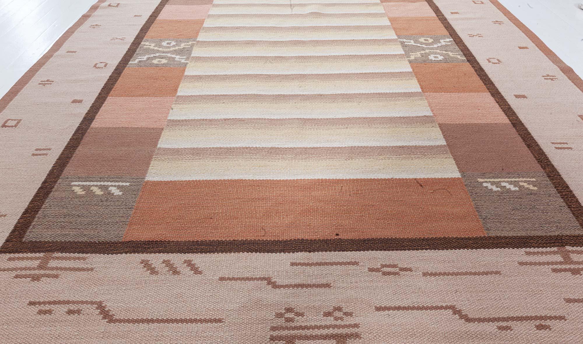 Mid-Century Modern Finland Flat Woven Rug by Margareta Ahlstedt Willandt For Sale