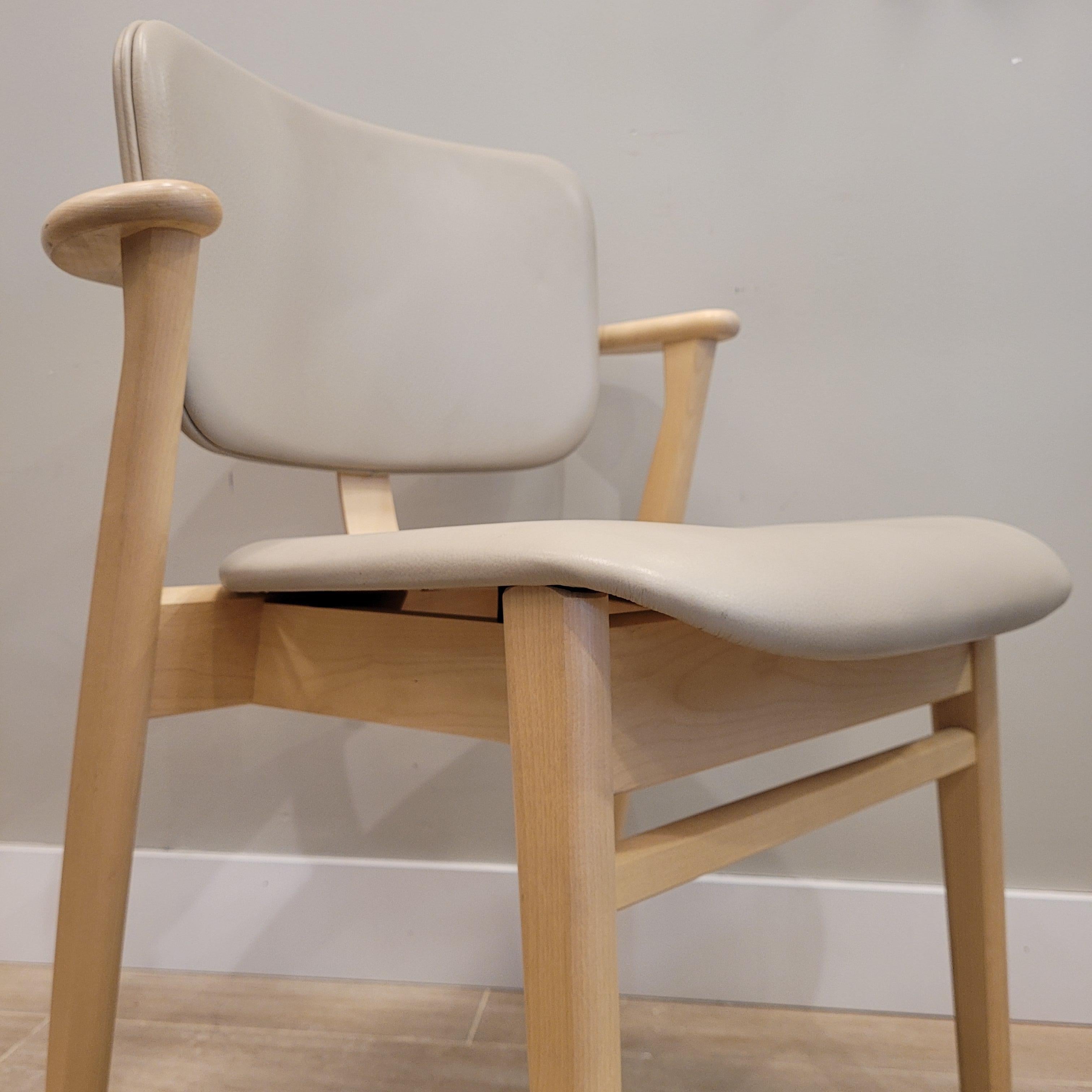 Finland grey leather wood Domus Chair, Ilmari Tapiovaara, Artek 2