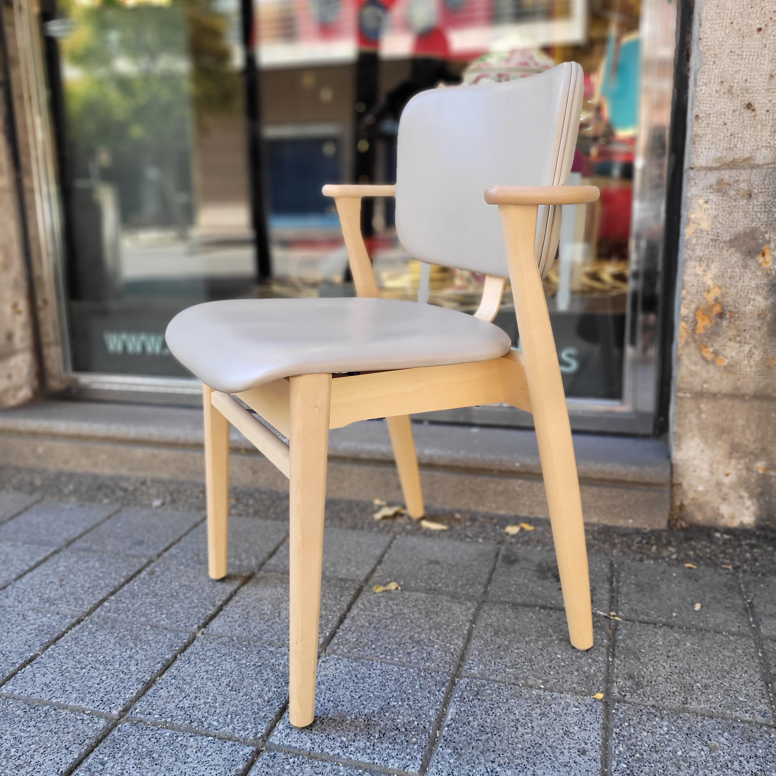 Finland grey leather wood Domus Chair, Ilmari Tapiovaara, Artek 9