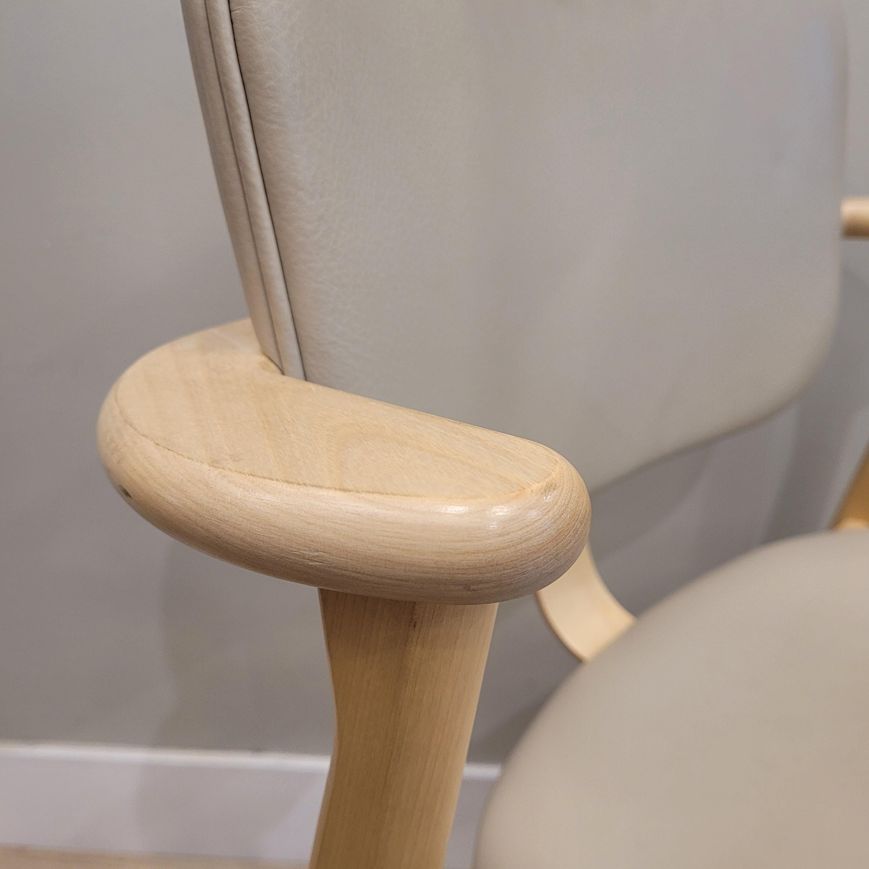 Mid-20th Century Finland grey leather wood Domus Chair, Ilmari Tapiovaara, Artek