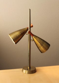 Finland House 2 Brass Cone Table Lamp 50s Mid Century Modern After Paavo Tynell