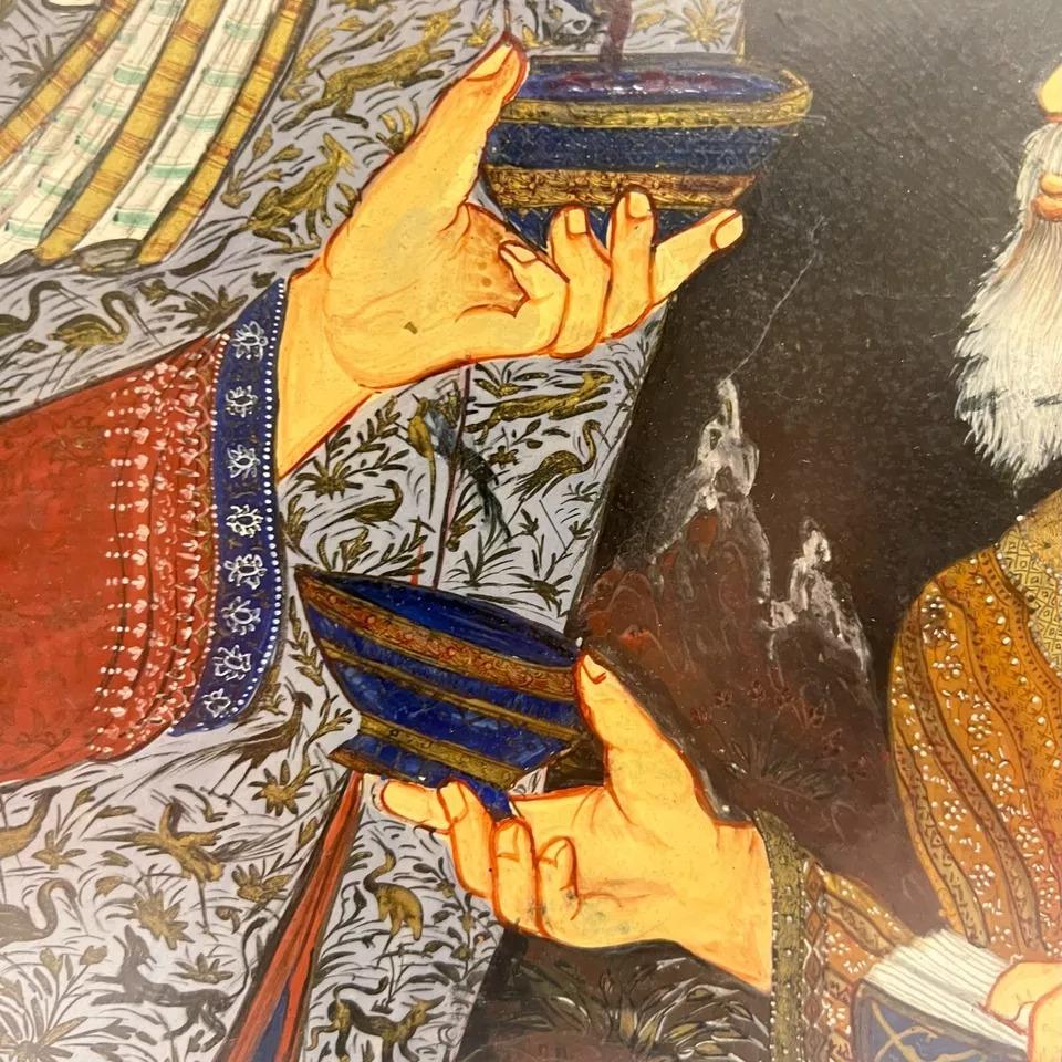Finley hand painted Framed Persian School Figurative Painting For Sale 8
