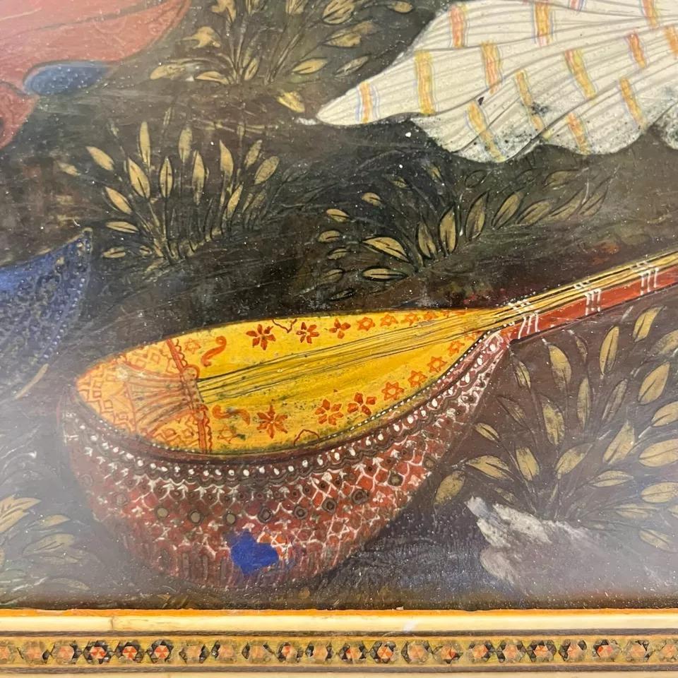 Finley hand painted Framed Persian School Figurative Painting For Sale 10
