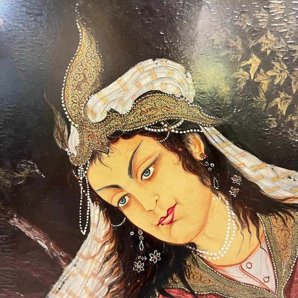 Finley hand painted Framed Persian School Figurative Painting In Good Condition For Sale In New York, NY