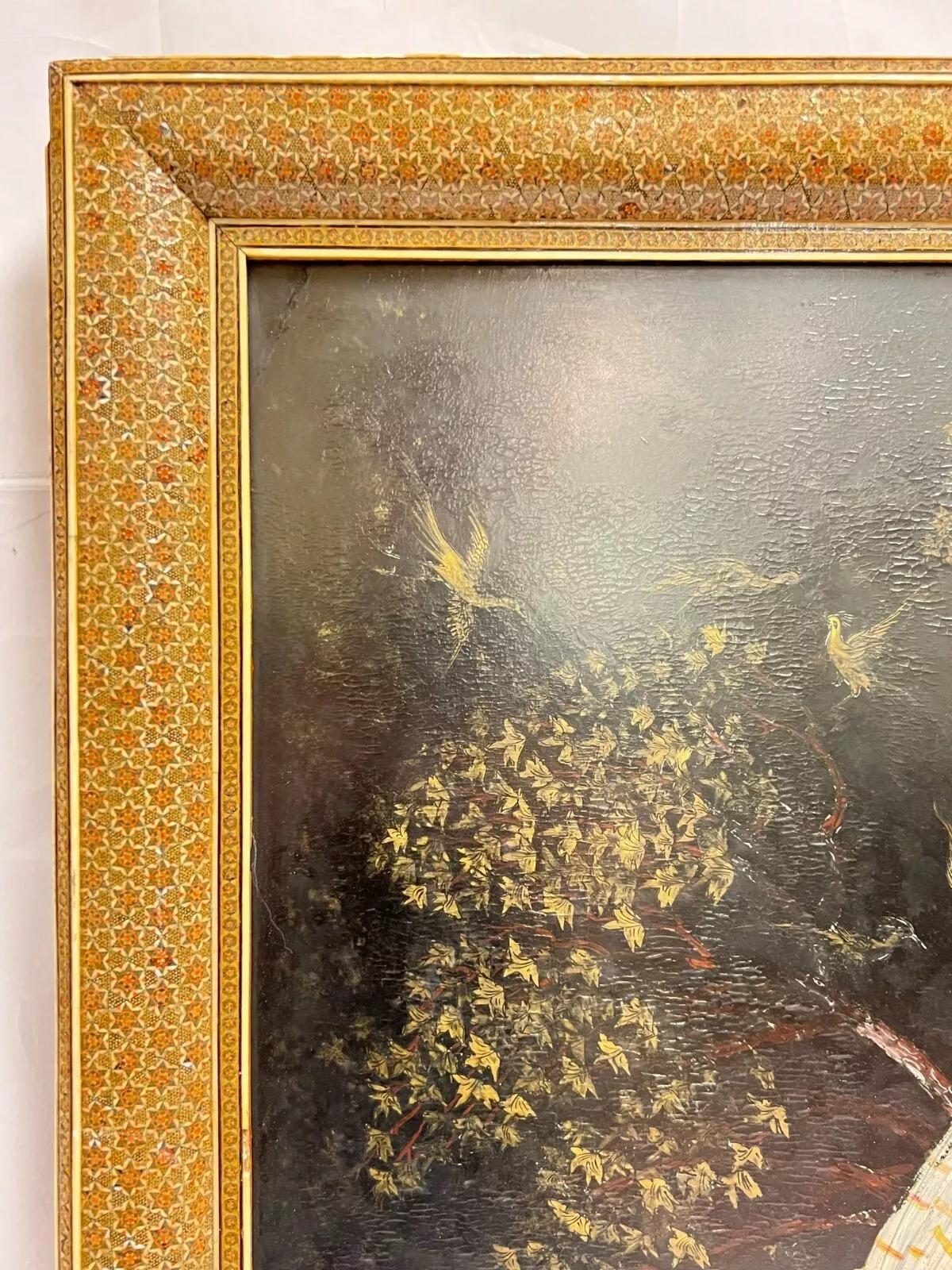 20th Century Finley hand painted Framed Persian School Figurative Painting For Sale