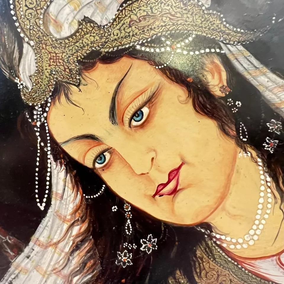 Plywood Finley hand painted Framed Persian School Figurative Painting For Sale