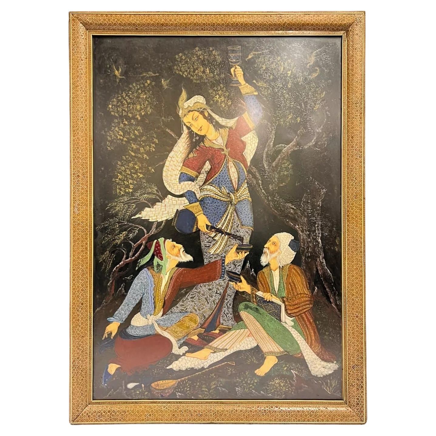 Finley hand painted Framed Persian School Figurative Painting For Sale