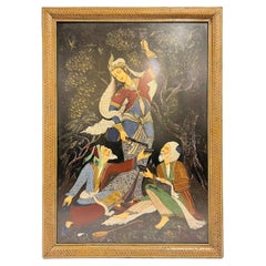 Finley hand painted Framed Persian School Figurative Painting