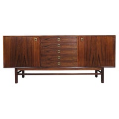 Finley Restored Mid-century Danish Santos Rosewood Credenza with Brass Pulls