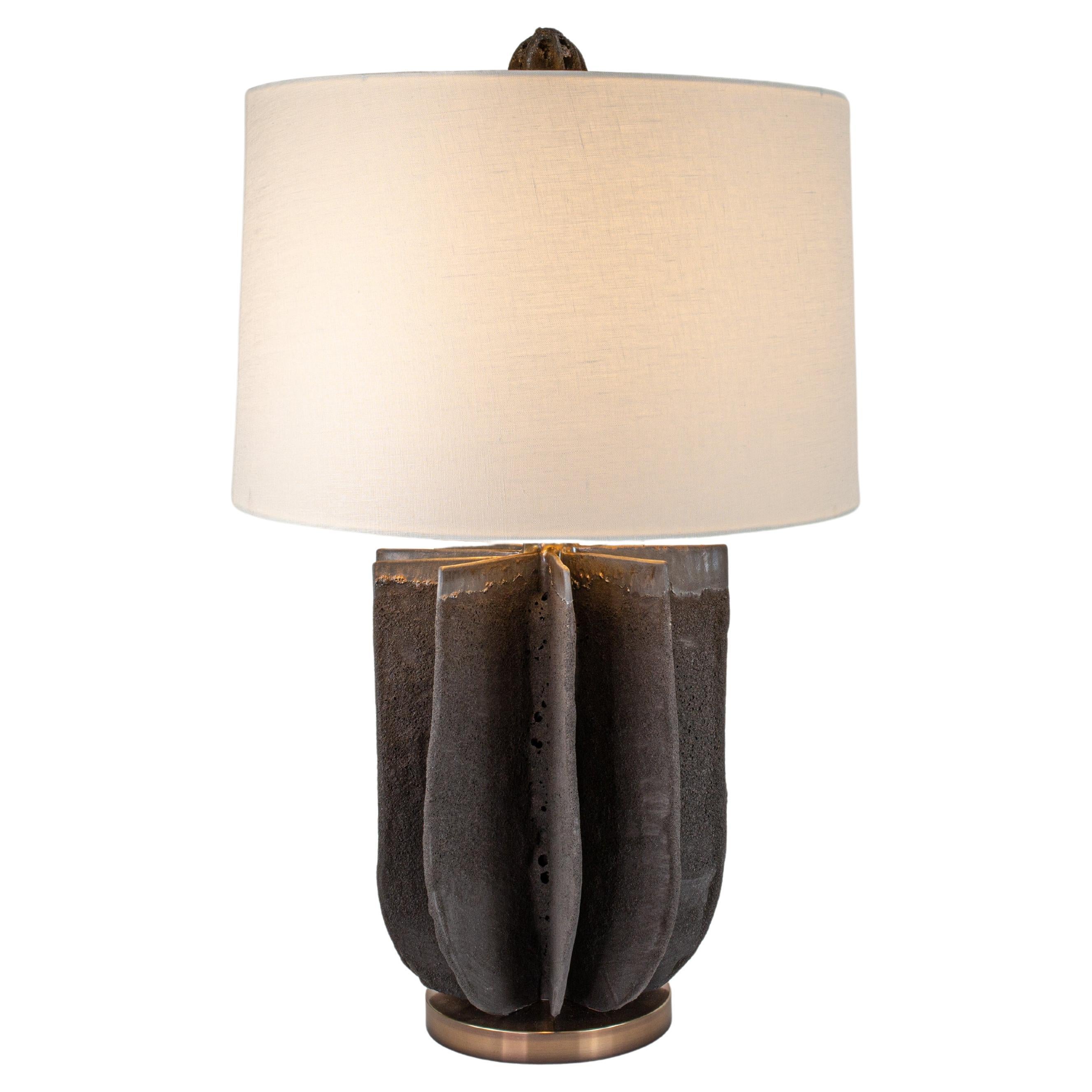 FINLEY Shade Table Lamp, Dark Lava, hanbuilt ceramic by Kalin Asenov