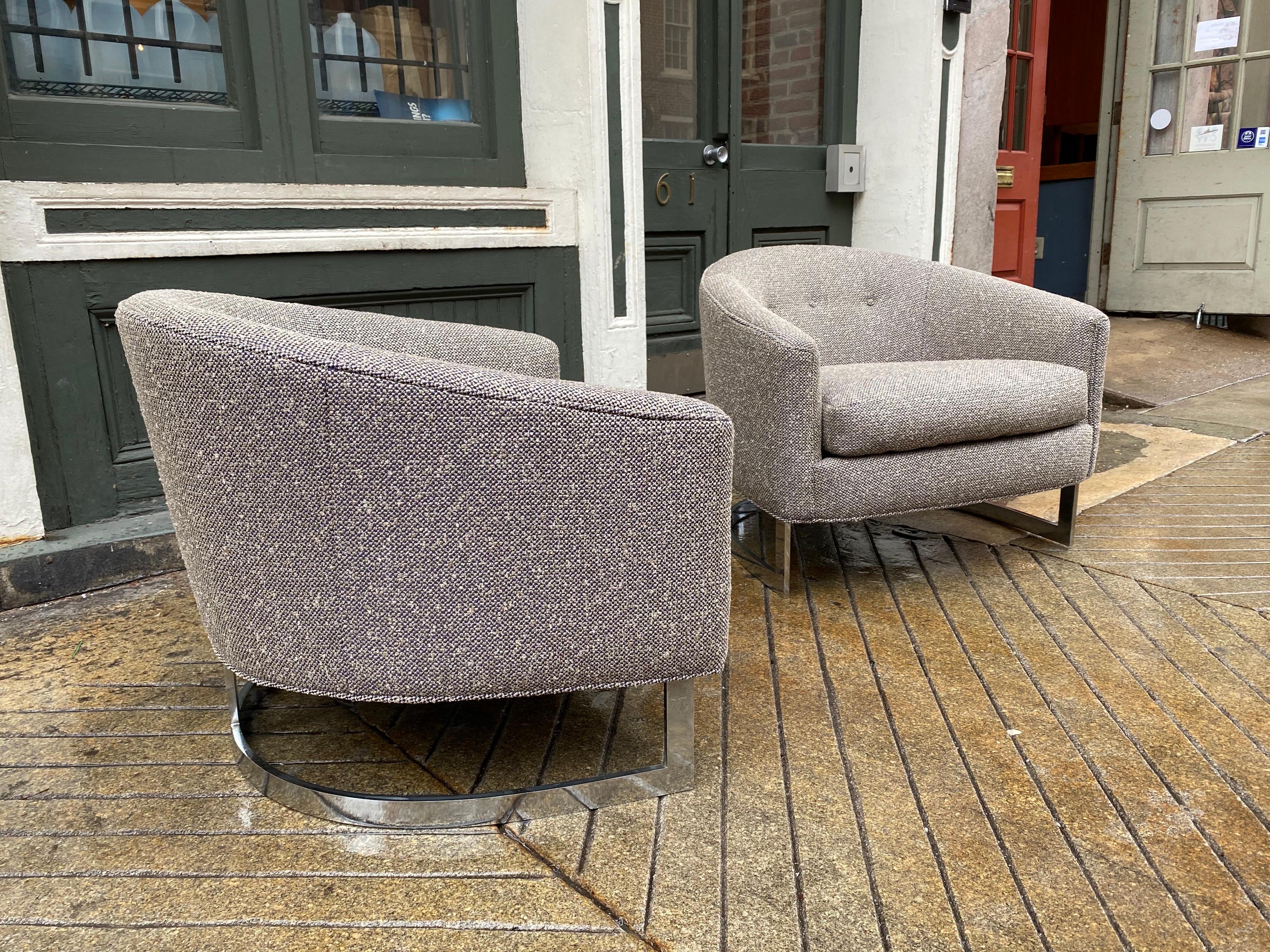 Finn Andersen for Selig Barrel Chairs with Chrome Bases 5