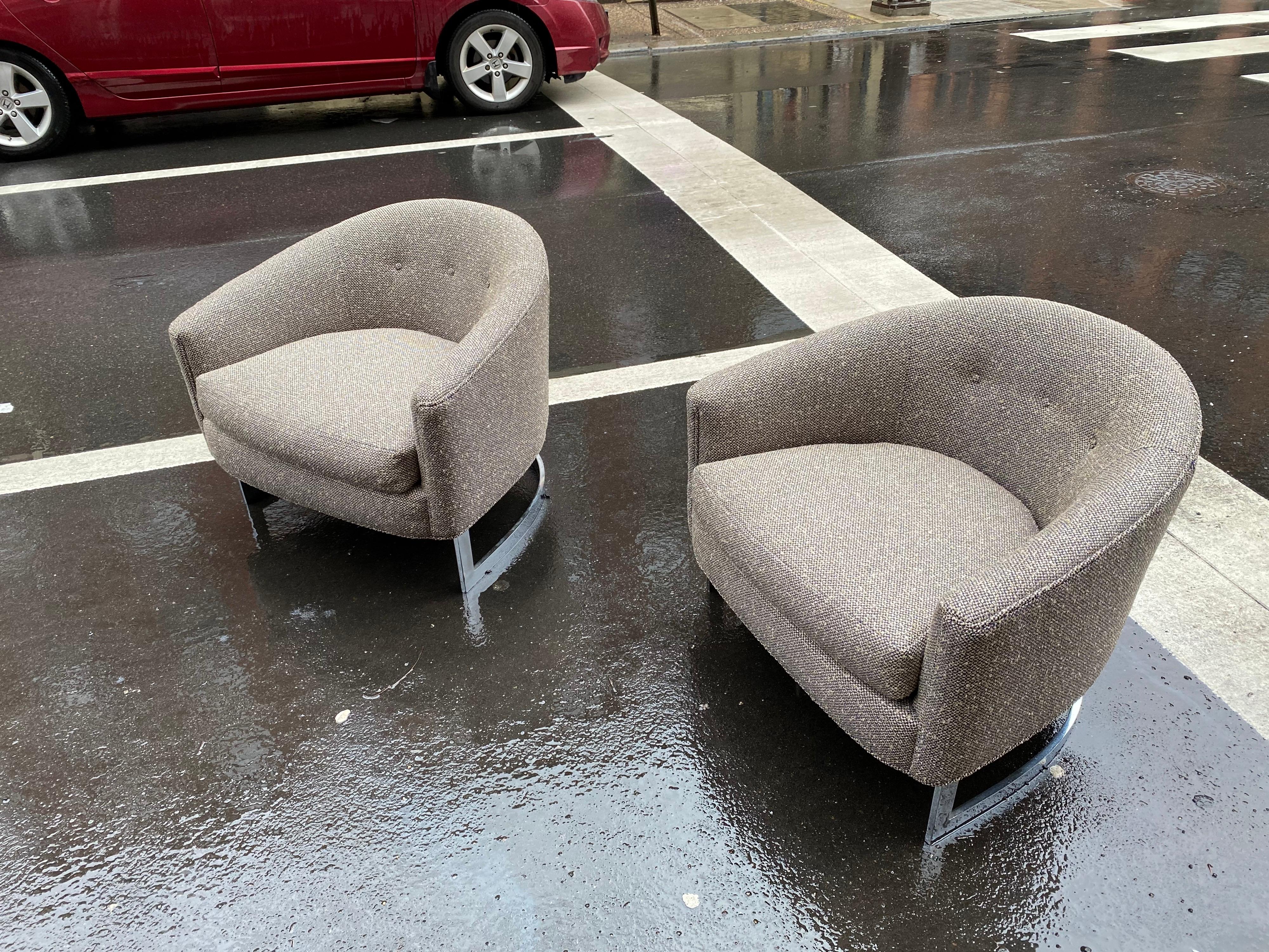 Mid-Century Modern Finn Andersen for Selig Barrel Chairs with Chrome Bases