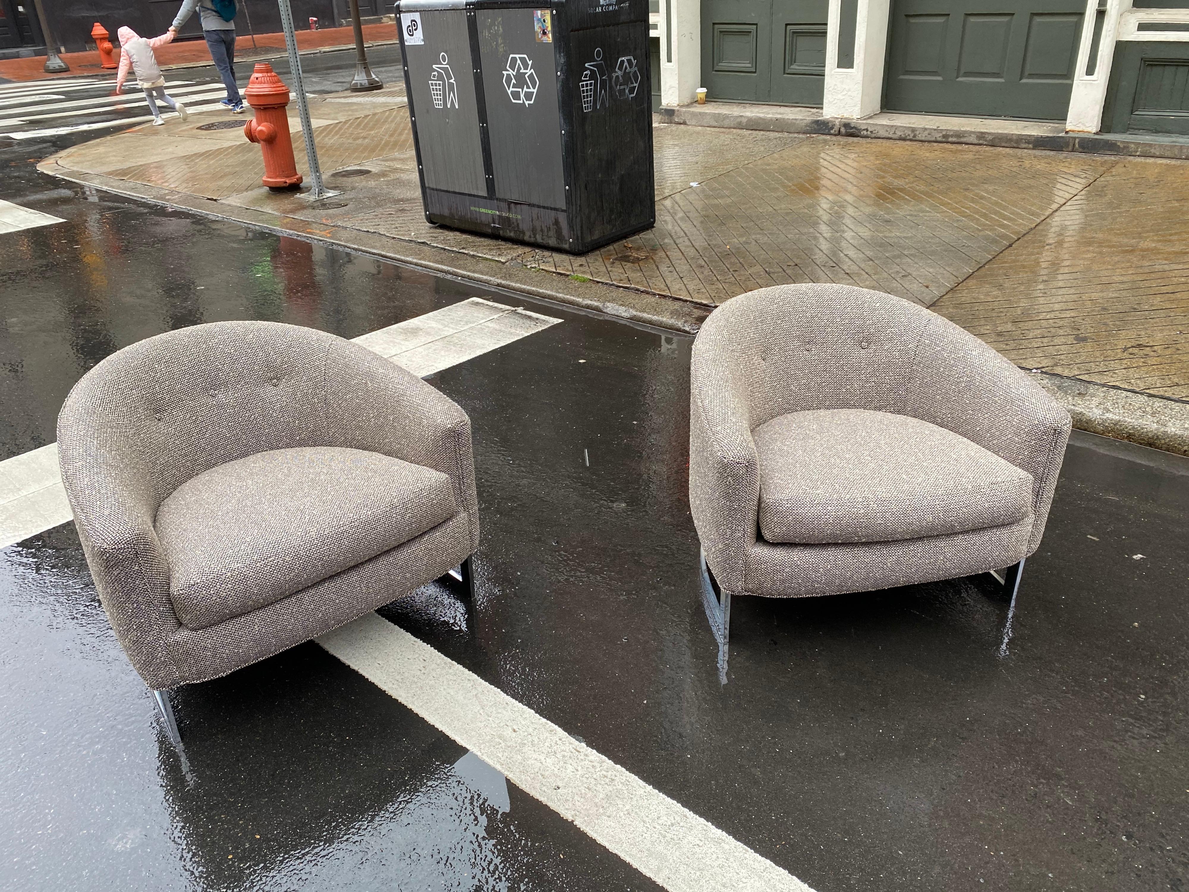 Finn Andersen for Selig Barrel Chairs with Chrome Bases In Good Condition In Philadelphia, PA