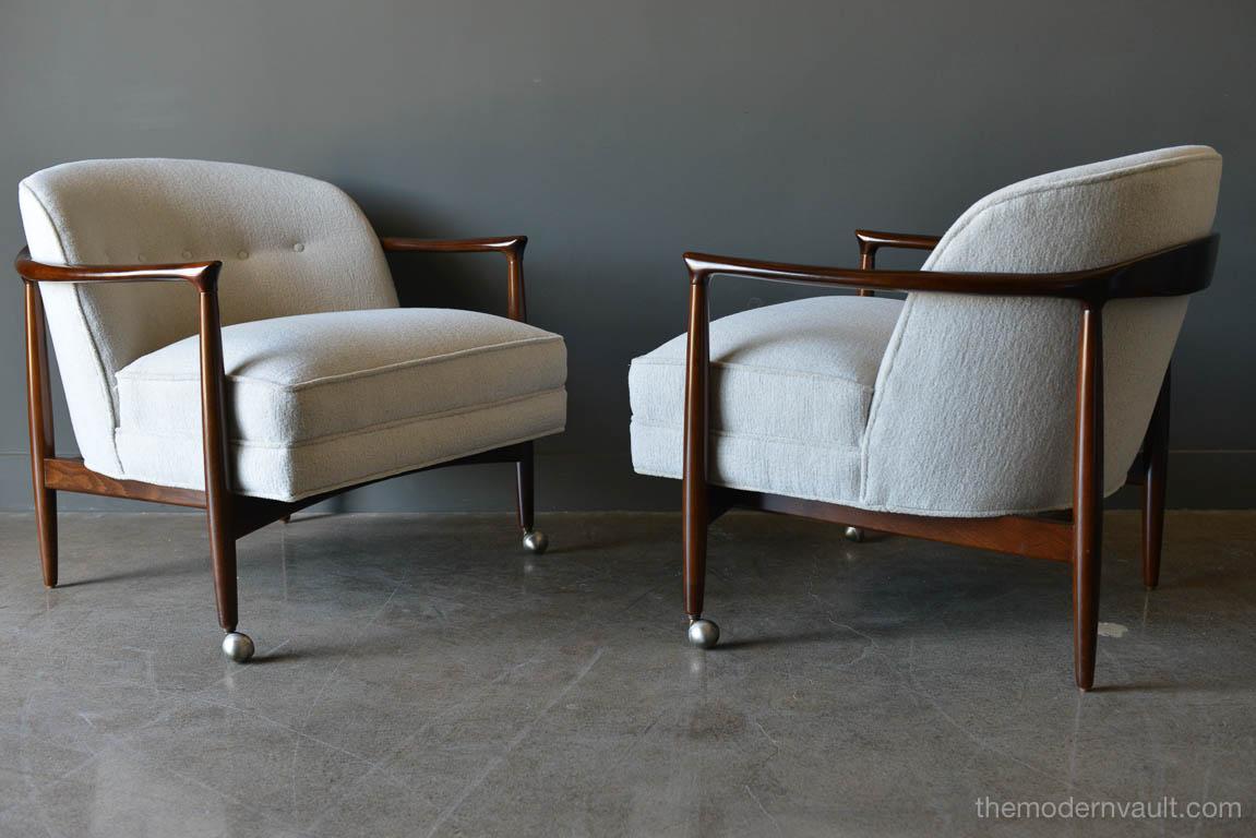 Danish Finn Andersen for Selig Denmark Sculpted Barrel Back Lounge Chairs, circa 1960