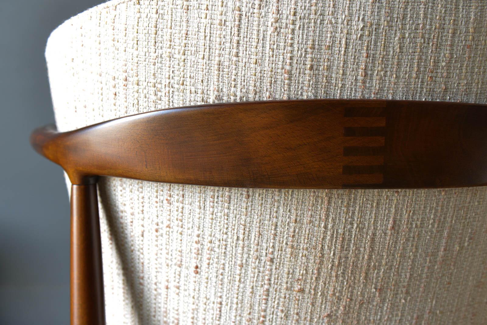 Brushed Finn Andersen for Selig Denmark Sculpted Barrel Back Lounge Chairs, circa 1960