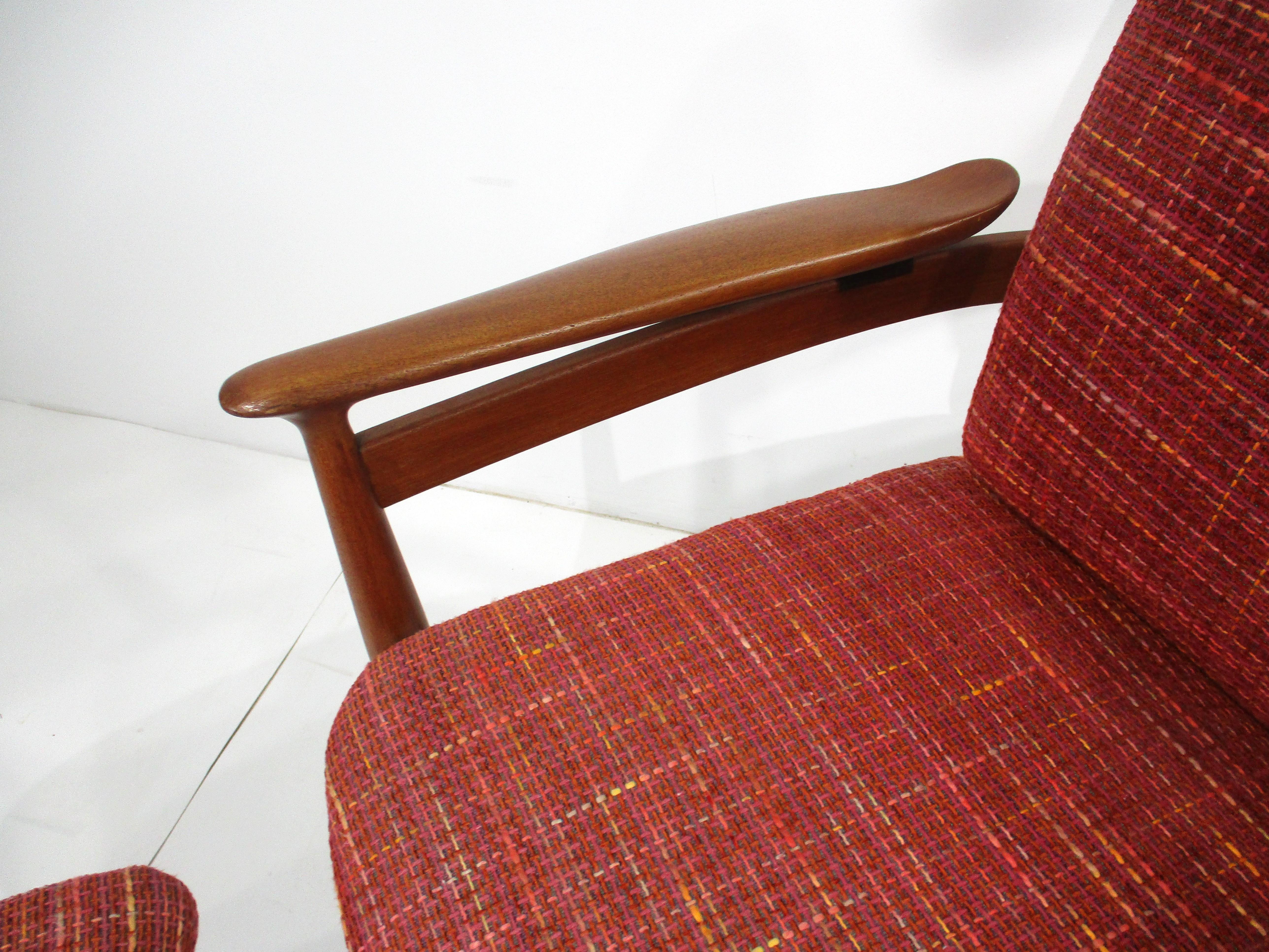 Sedia a braccio in teak con ottomana Finn Juhls 192 di France & Sons Danimarca in vendita 2