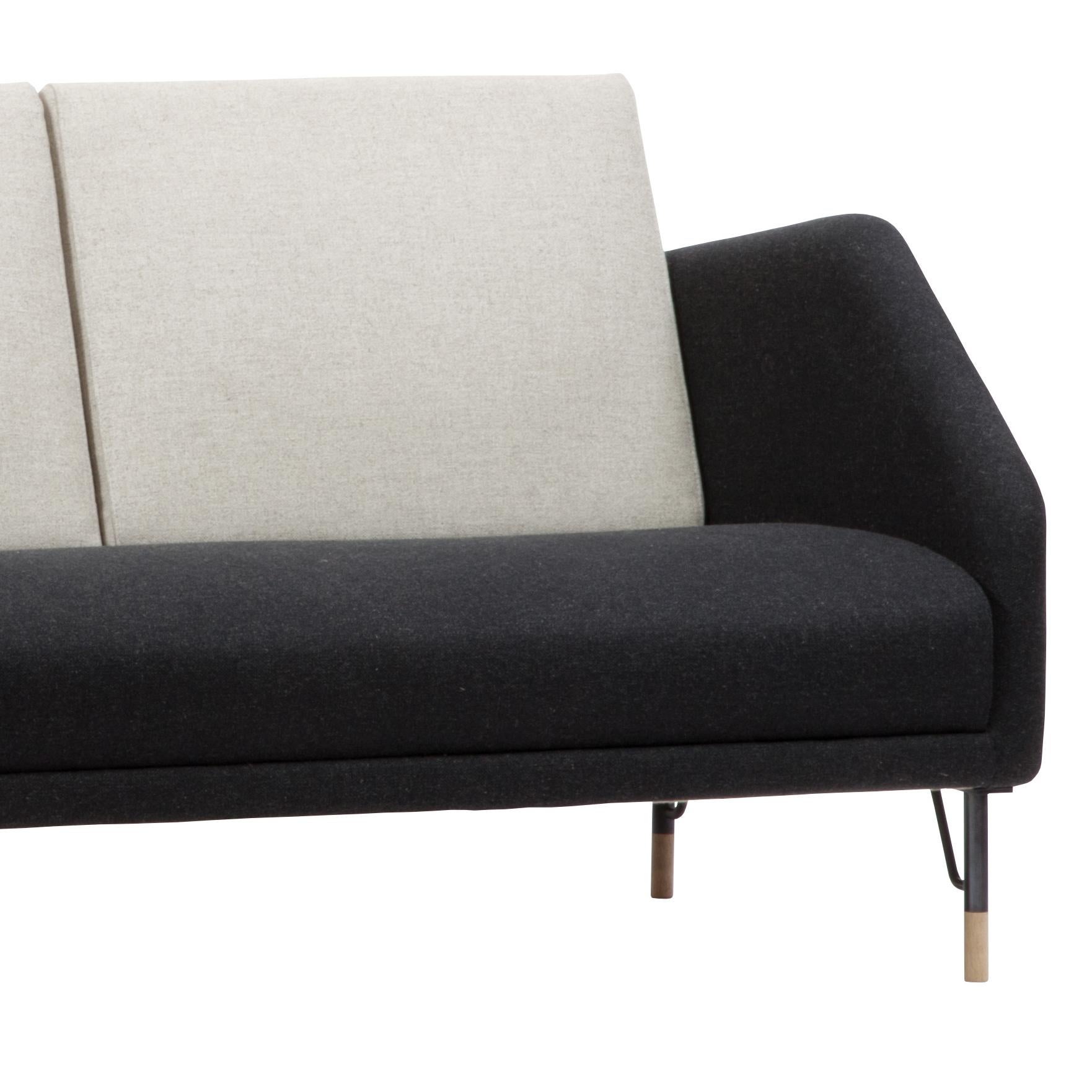 Danish Finn Juhl 2-Seat 77 Sofa Couch, Wood and Fabric