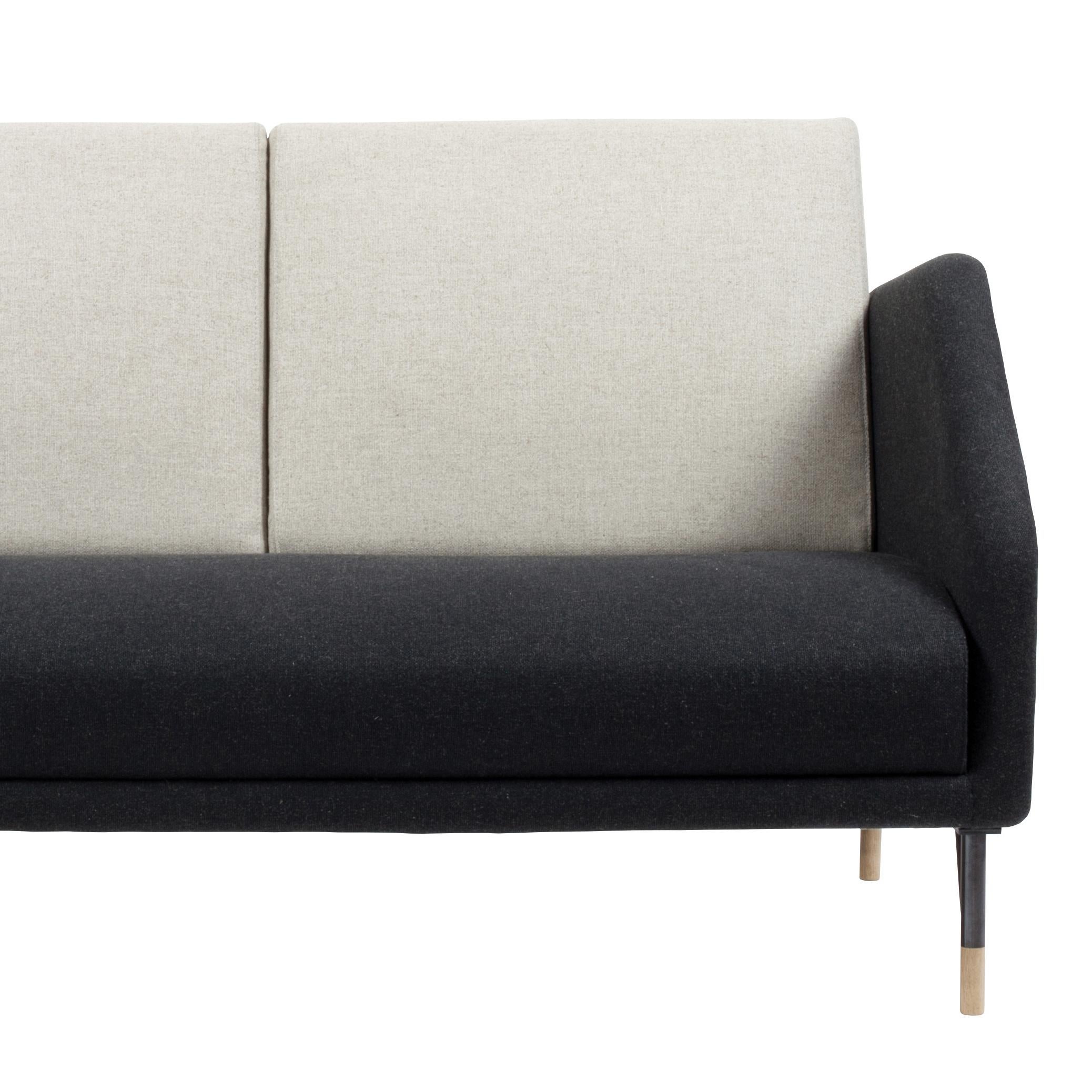 Contemporary Finn Juhl 2-Seat 77 Sofa Couch, Wood and Fabric