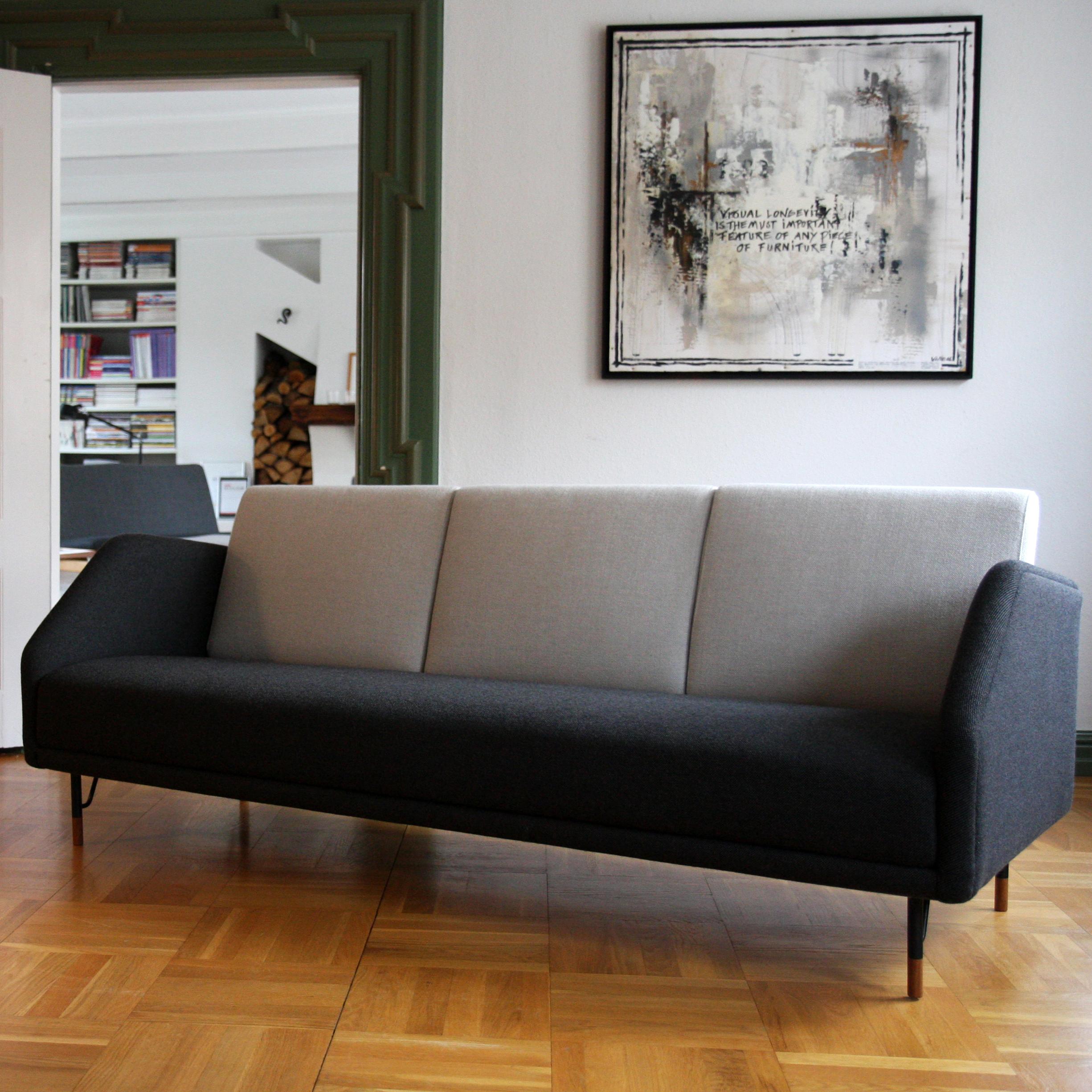 Finn Juhl 2-Seat 77 Sofa Couch, Wood and Fabric 3
