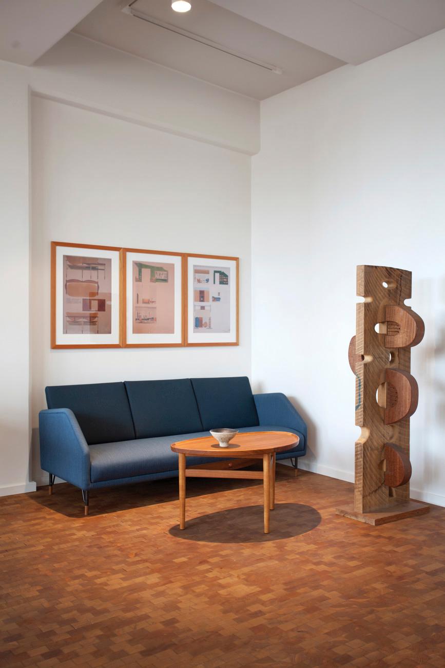 Danish Finn Juhl 3-Seat 77 Sofa Couch, Wood and Fabric