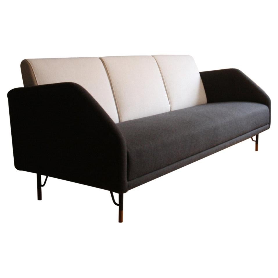 Finn Juhl 3-Seat 77 Sofa Couch, Wood and Fabric