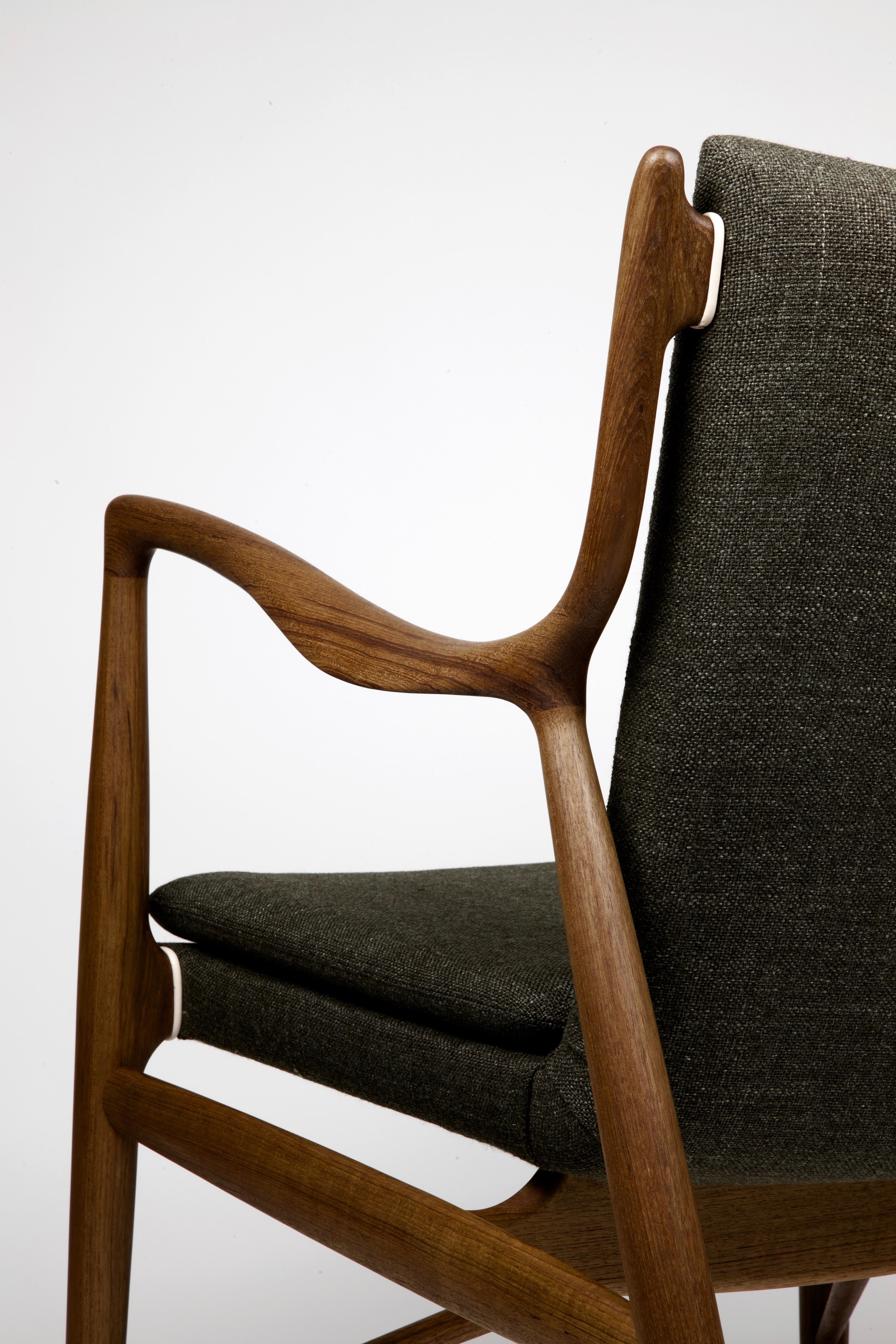 Modern Finn Juhl 45 Chair, Wood and Fabric