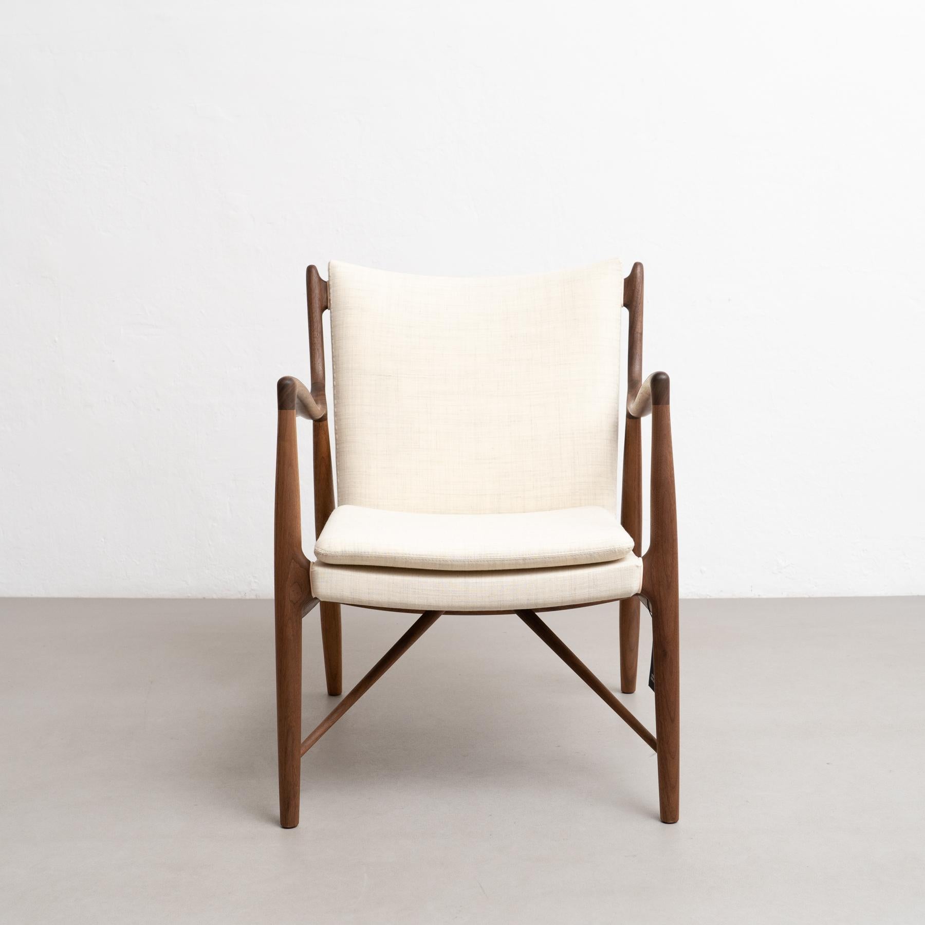 Modern Finn Juhl 45 Chair, Wood and Fabric For Sale