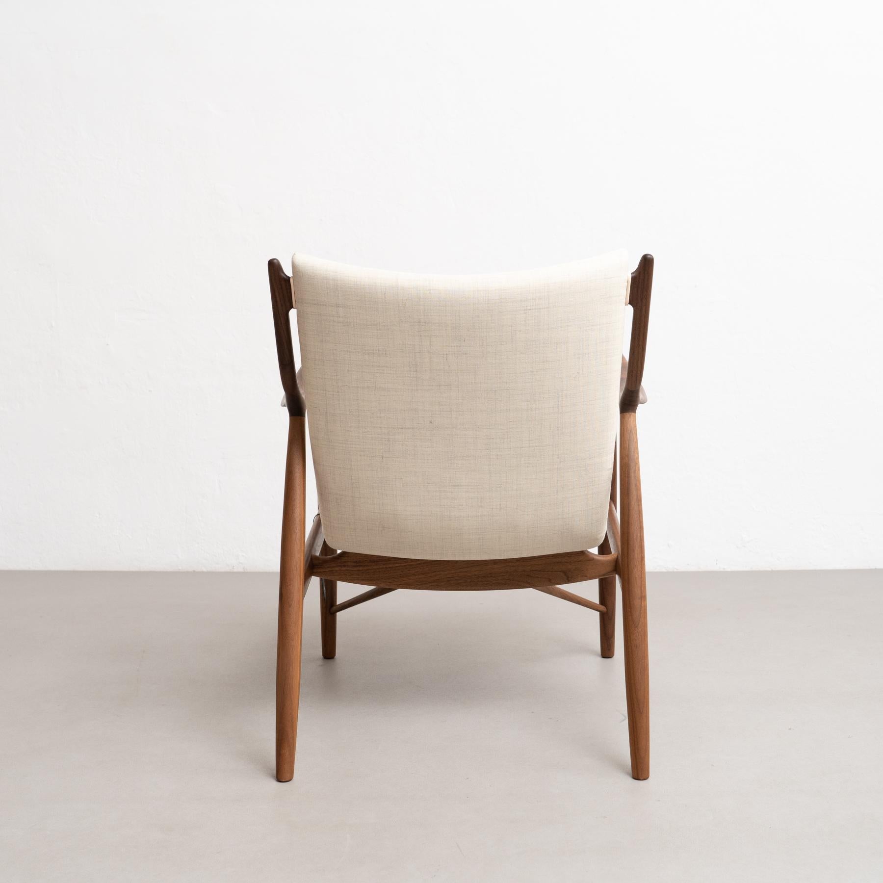 Contemporary Finn Juhl 45 Chair, Wood and Fabric For Sale