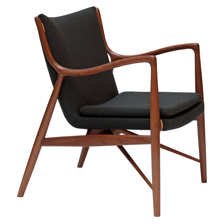 Finn Juhl 45 Chair, Wood and Fabric For Sale at 1stDibs finn