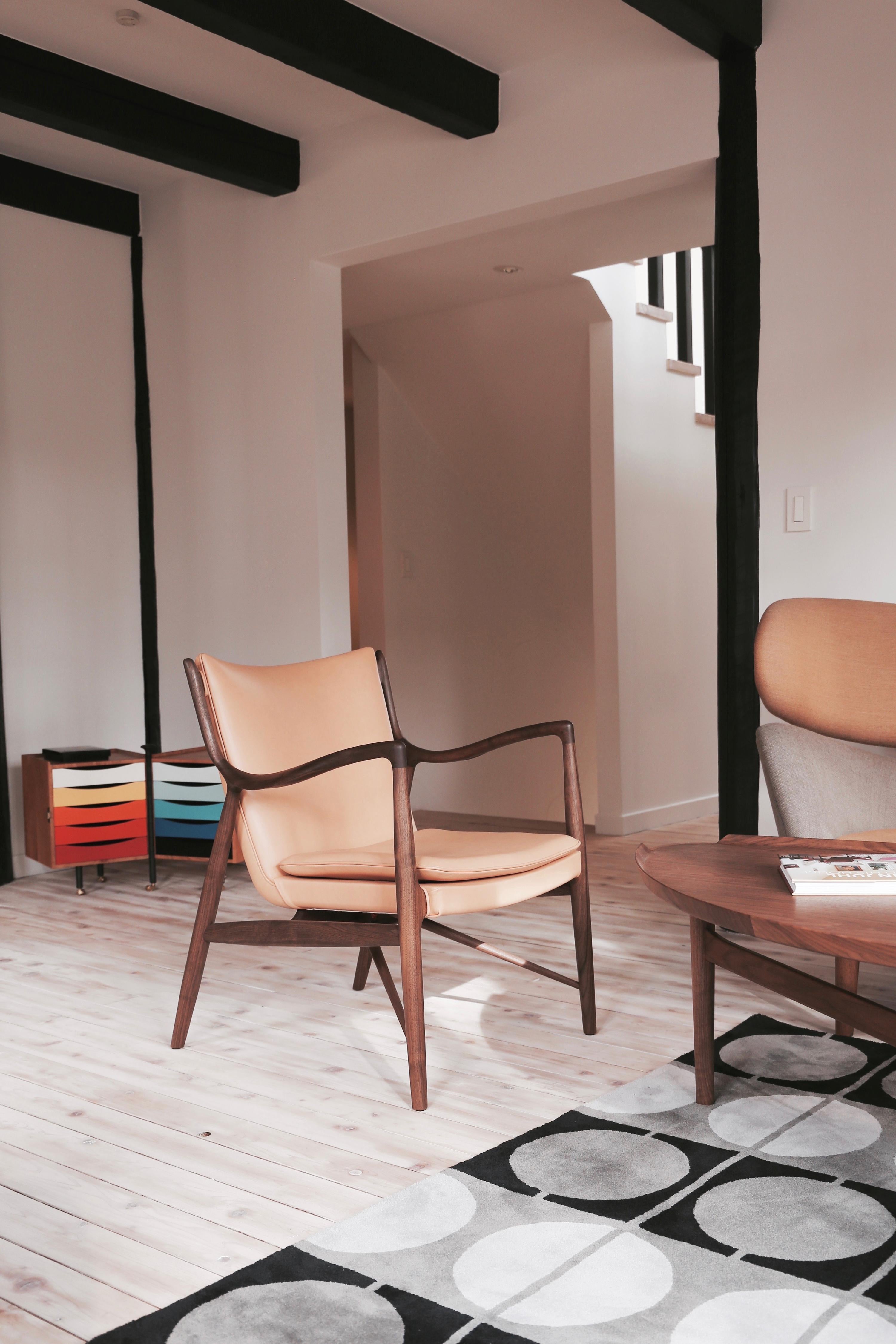 Modern Finn Juhl 45 Chair Wood and Leather by House of Finn Juhl