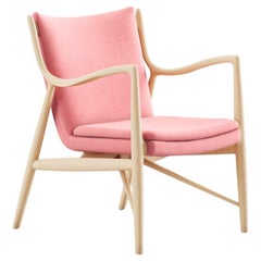 Finn Juhl 45 Chair, Wood and Pink Fabric