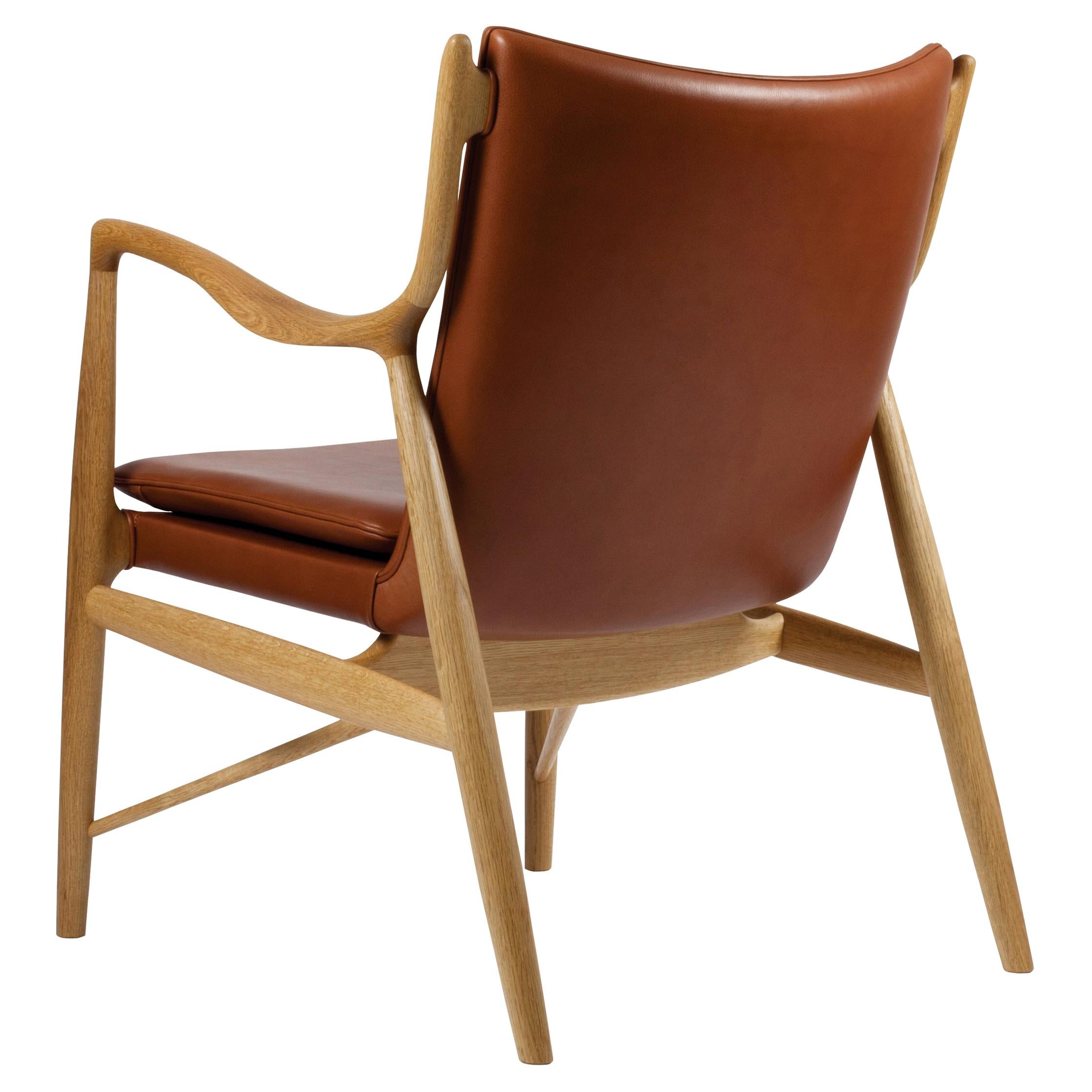 Finn Juhl 45 Chair, Wood and Leather by House of Finn Juhl