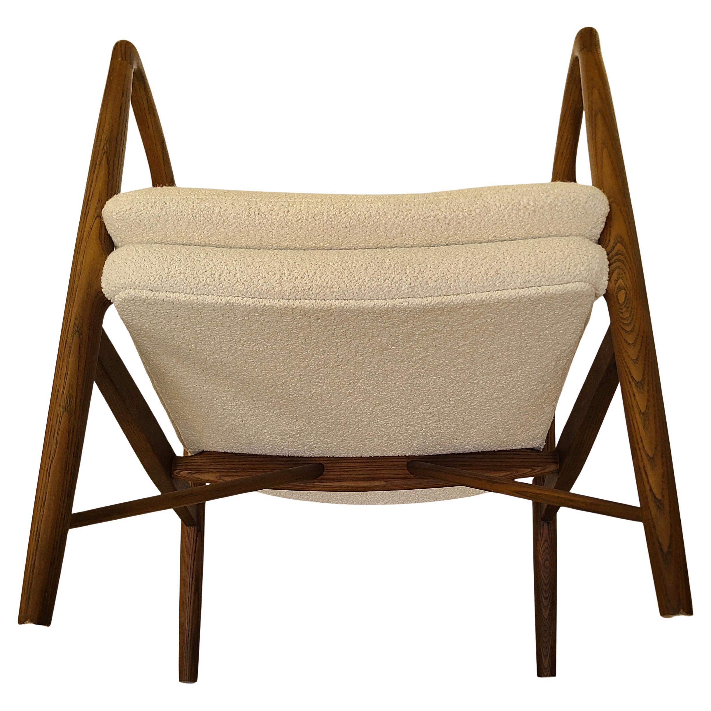 Finn Juhl 45 Lounge Chair by JG Furniture Ash and Boucle' For Sale 8