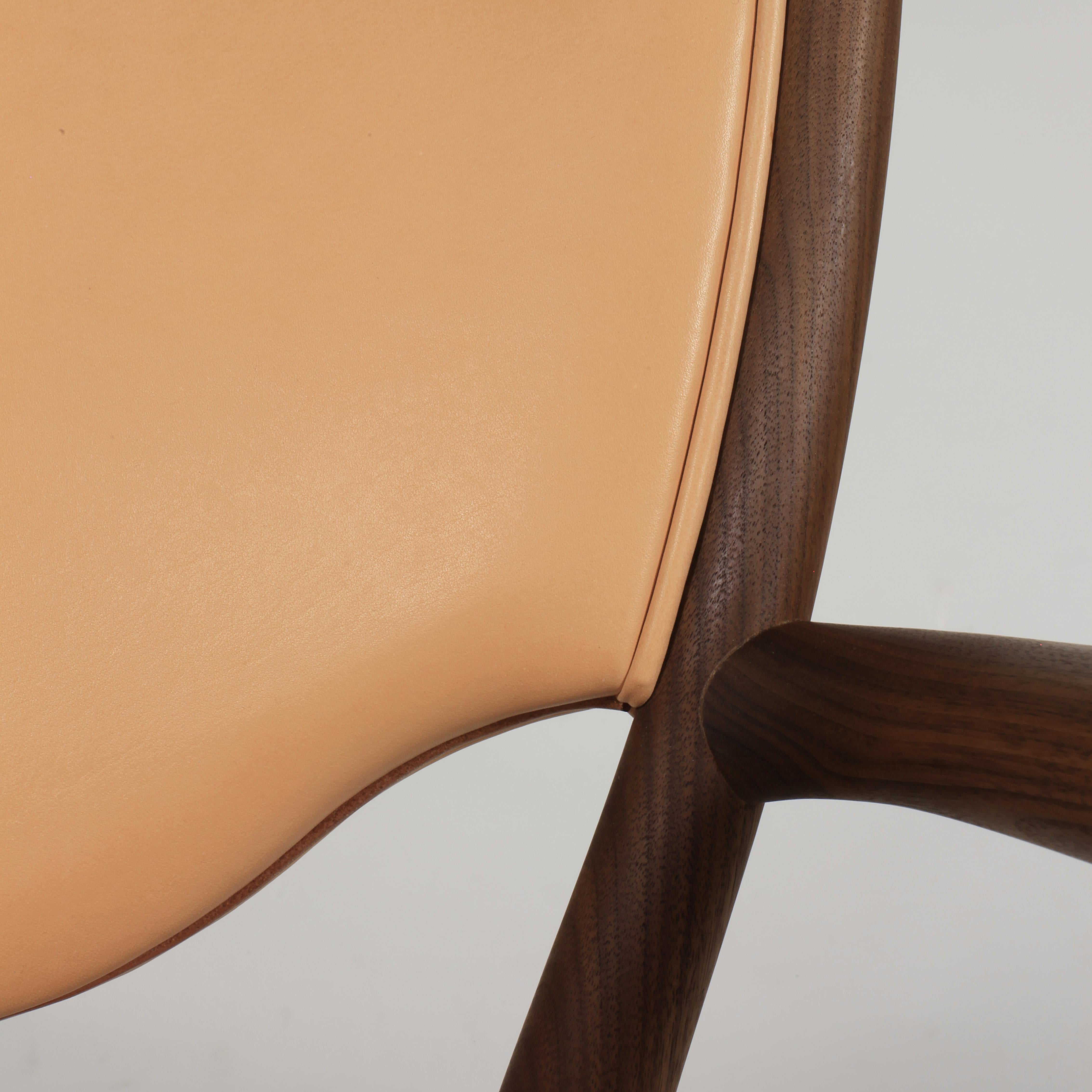 Contemporary Finn Juhl 46 Chair Armrests, Wood and Leather