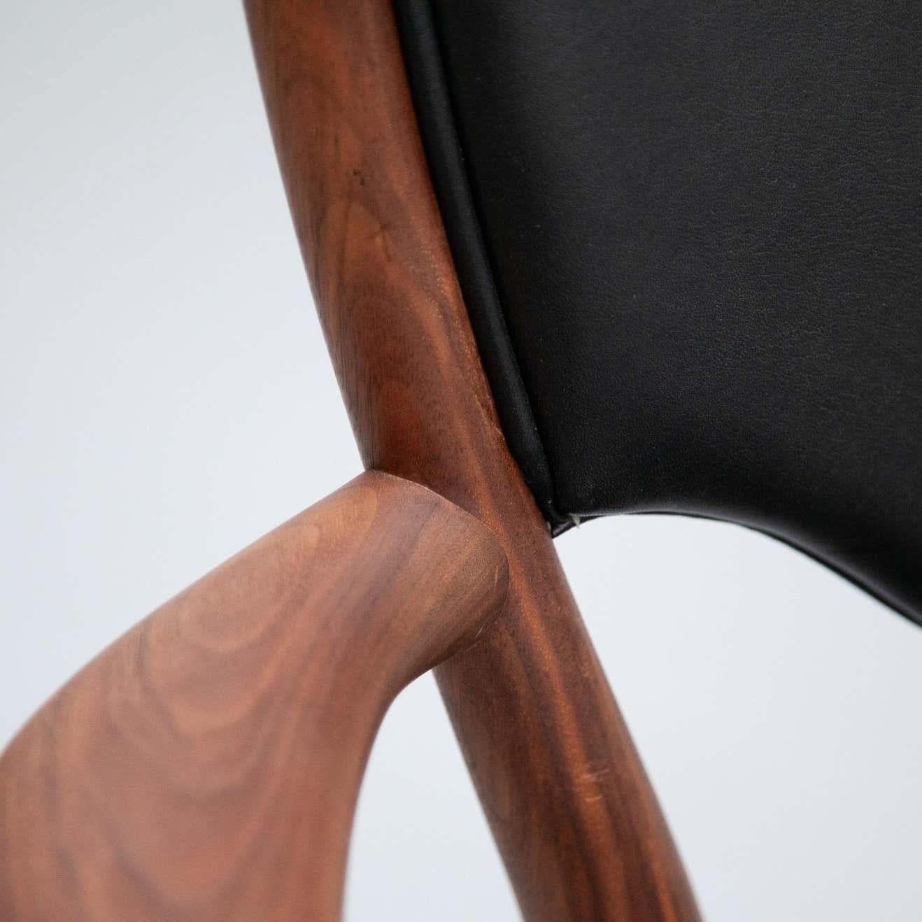Mid-Century Modern Finn Juhl Scandinavian Modern 46 Armchair, Wood and Elegance Black Leather
