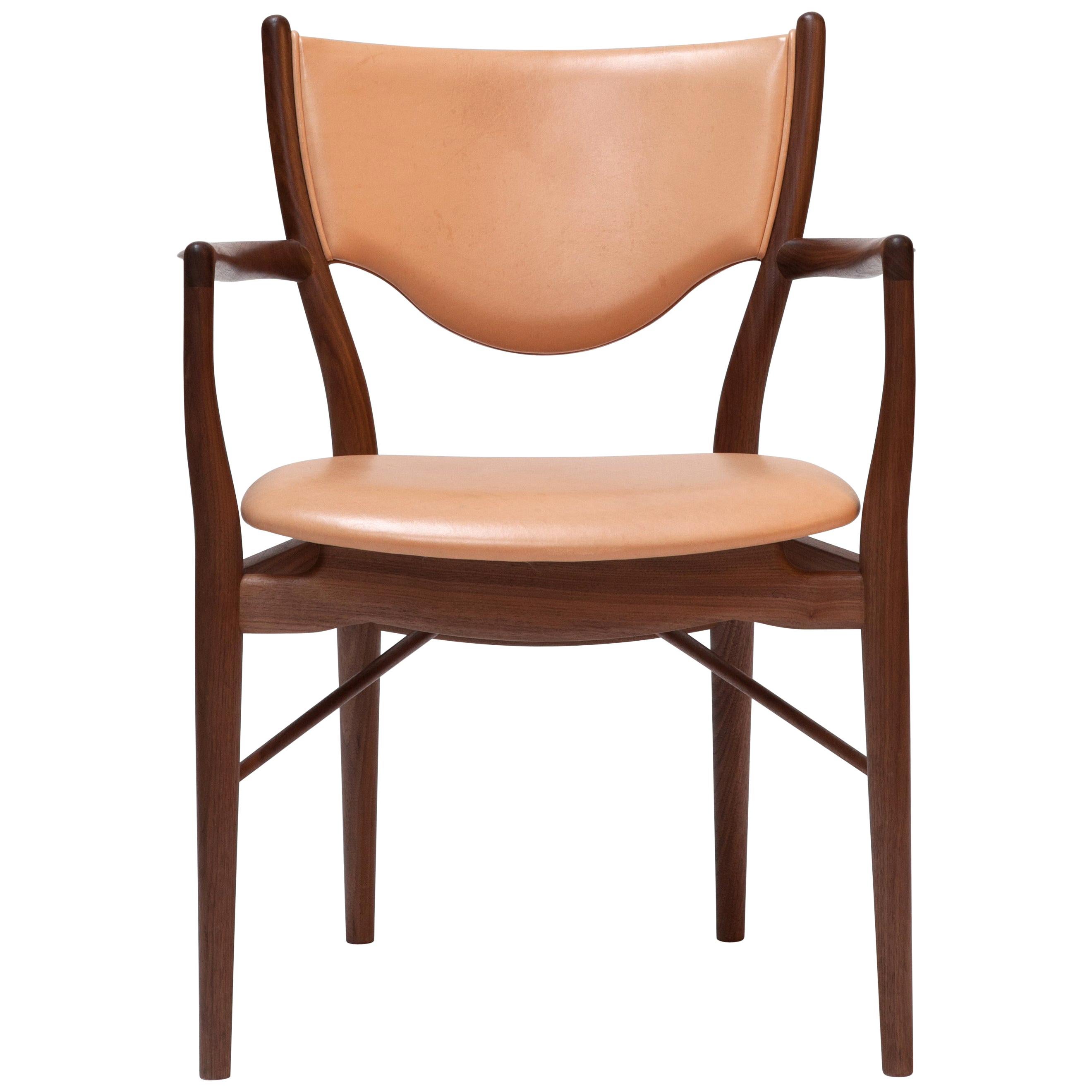 Finn Juhl 46 Chair Armrests, Wood and Leather For Sale at 1stDibs
