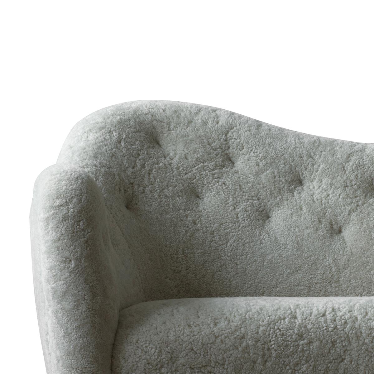 Modern Finn Juhl 46 Sofa Couch Wood and Sheepskin
