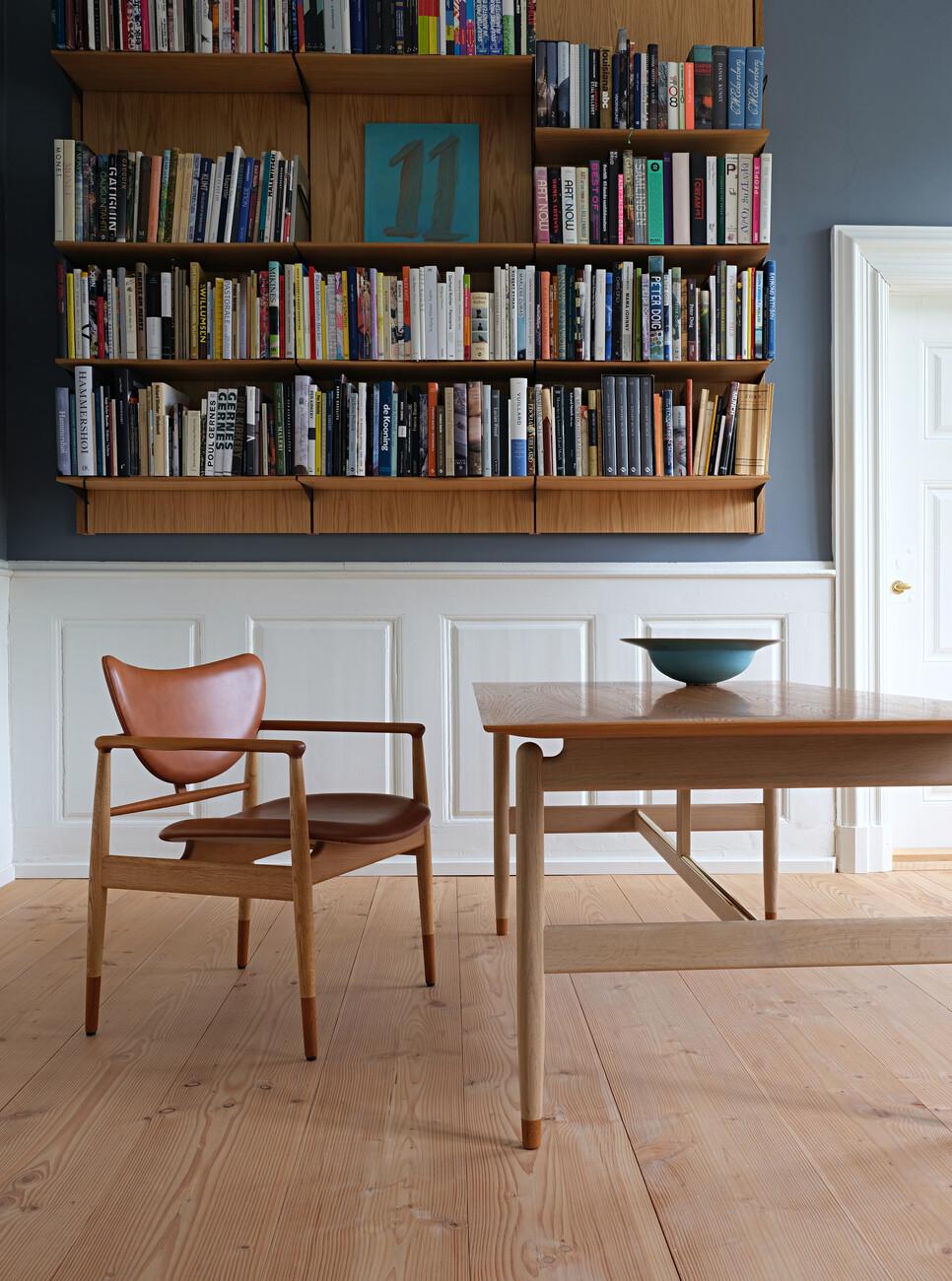 Contemporary Finn Juhl 48 Chair, Wood and Leather