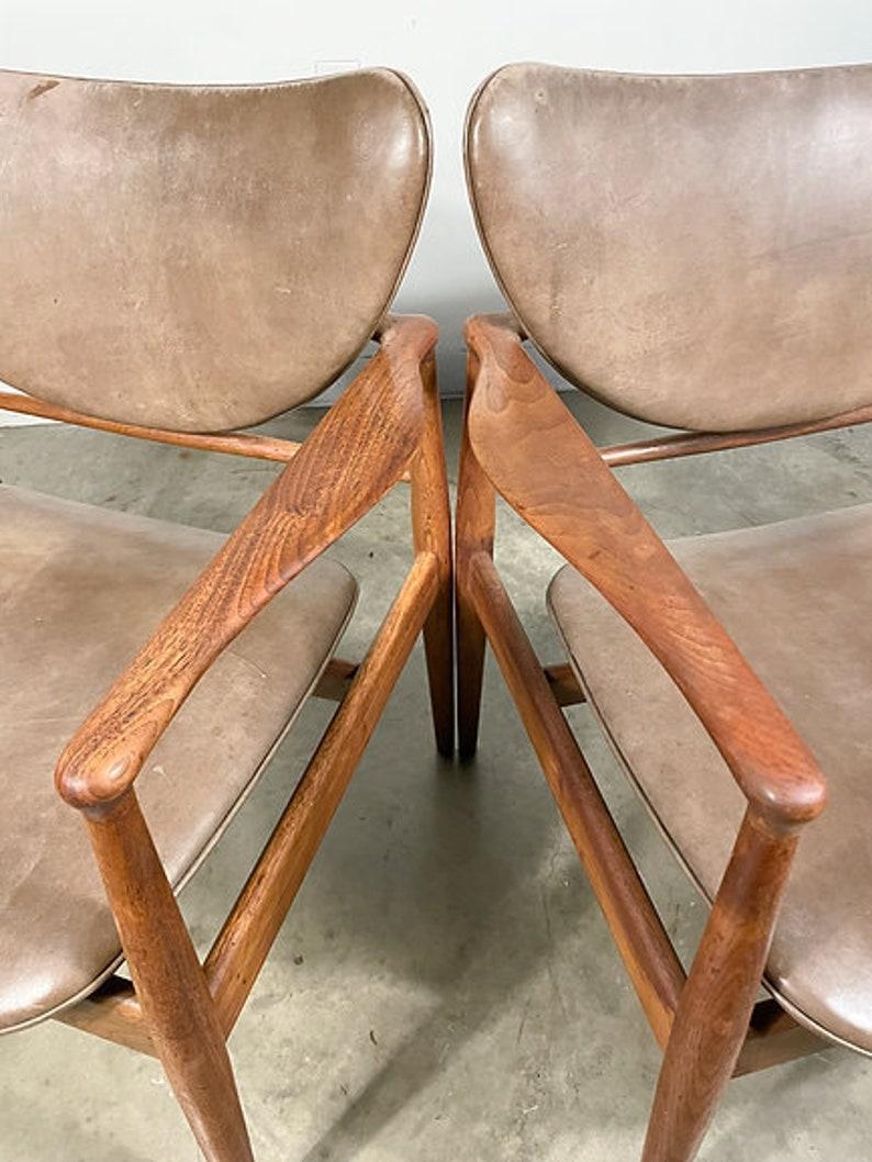 Mid-Century Modern Finn Juhl 48 Chairs by Baker in Walnut