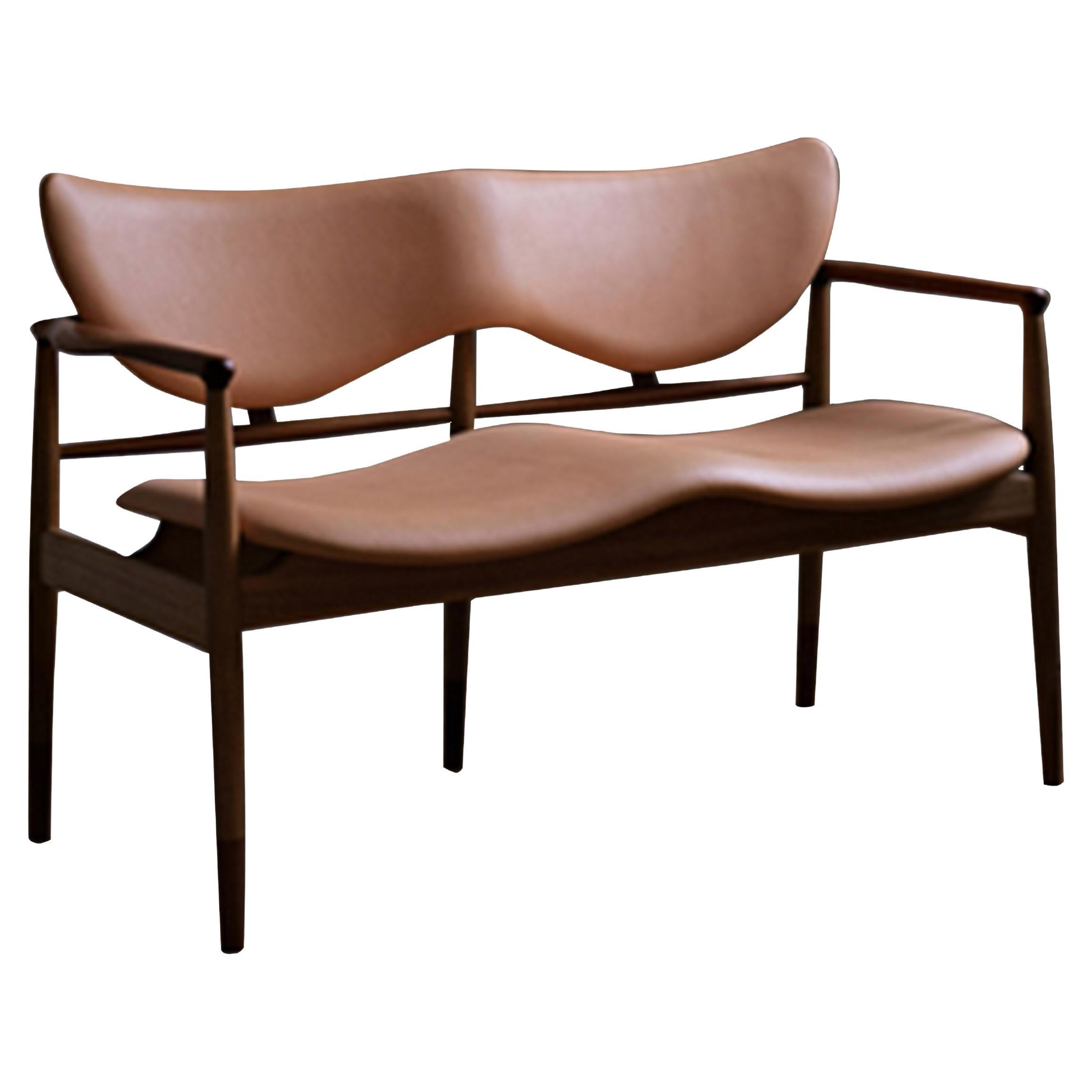 Finn Juhl 48 Sofa Bench Wood and Leather For Sale at 1stDibs