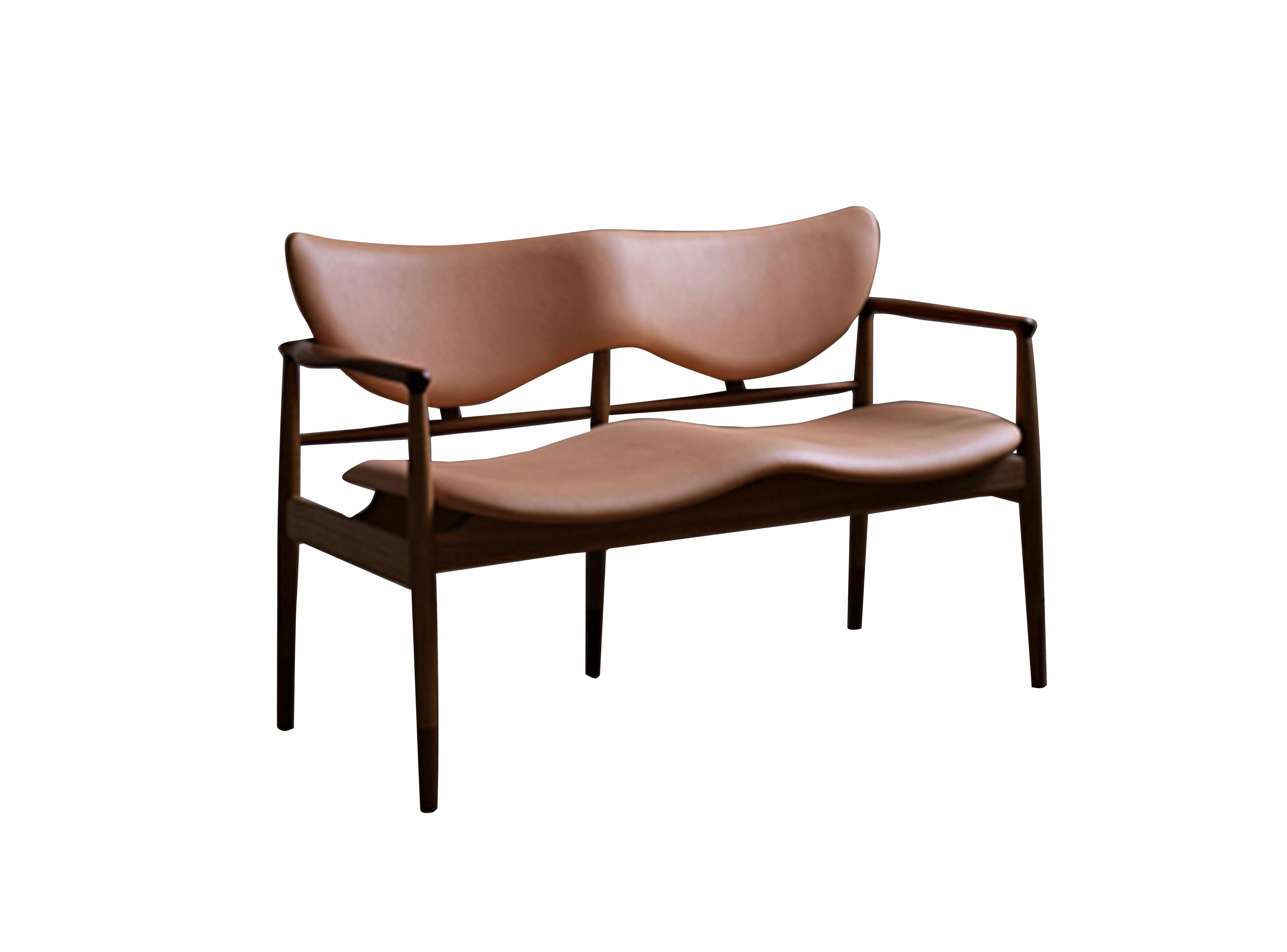 Finn Juhl 48 Sofa Bench Wood and Leather Iconic Danish Modern Design 1