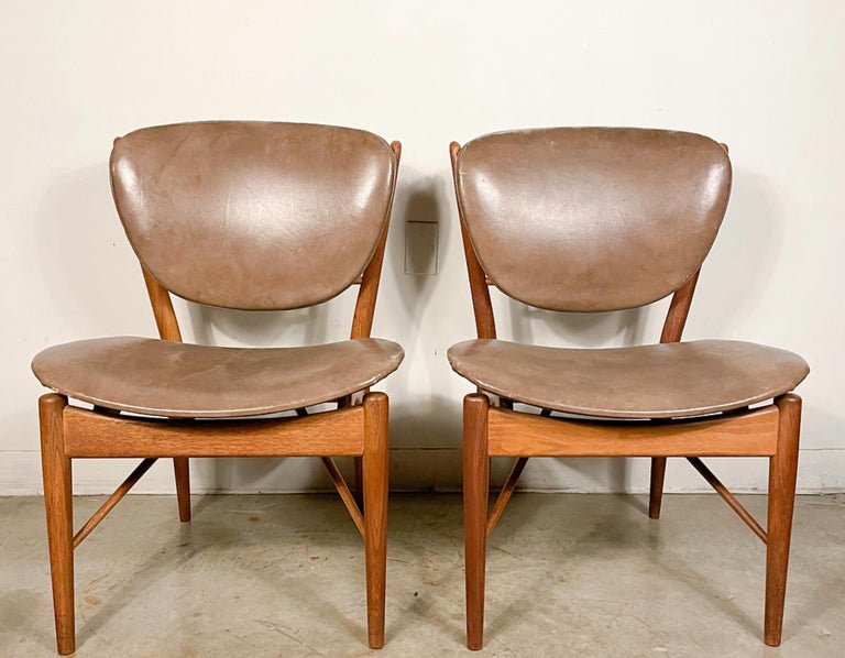 Mid-Century Modern Finn Juhl 51 Chairs by Baker in Walnut For Sale
