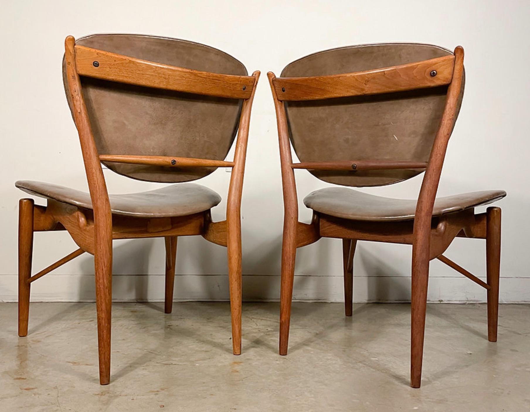Finn Juhl 51 Chairs by Baker in Walnut In Good Condition In Kalamazoo, MI