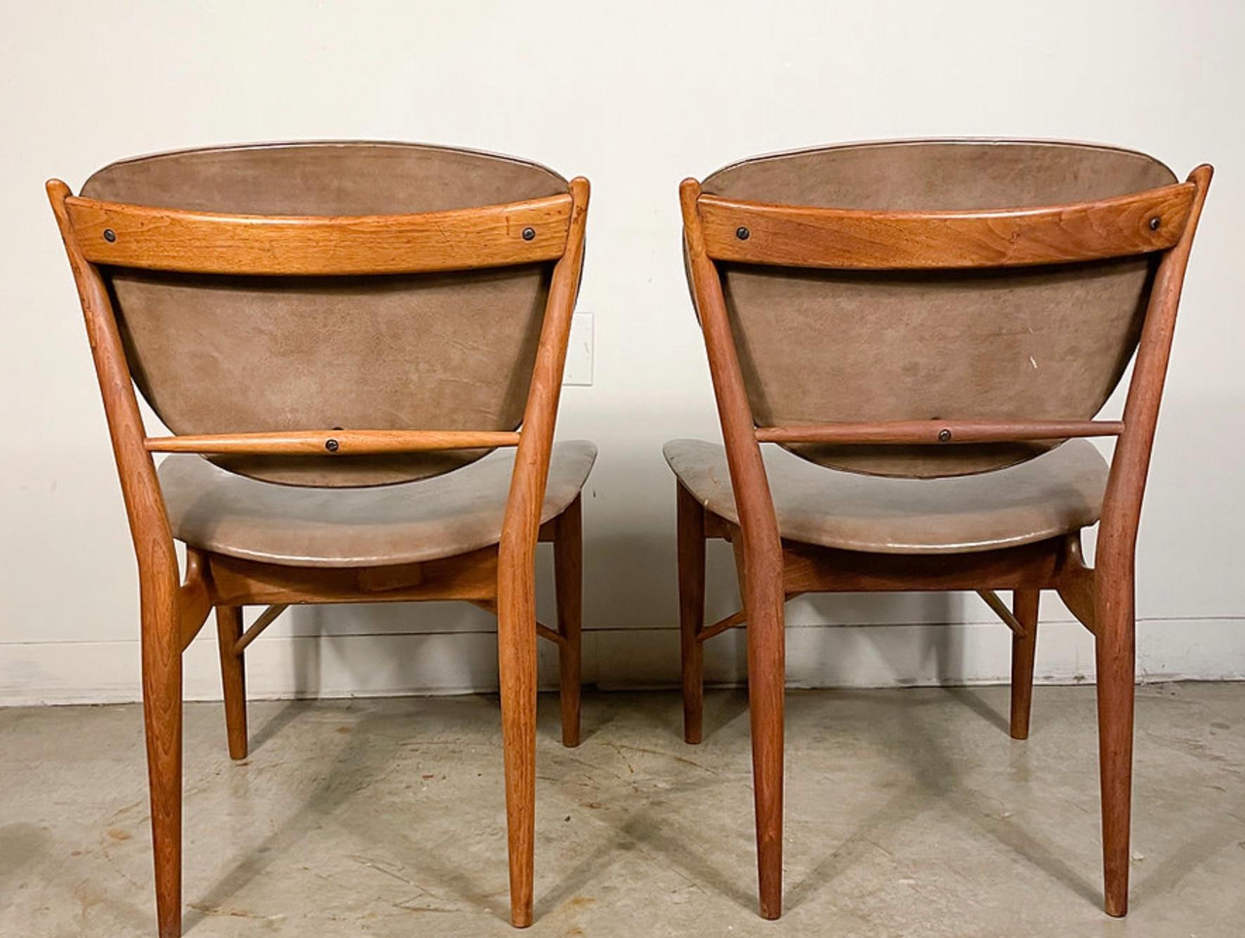 20th Century Finn Juhl 51 Chairs by Baker in Walnut