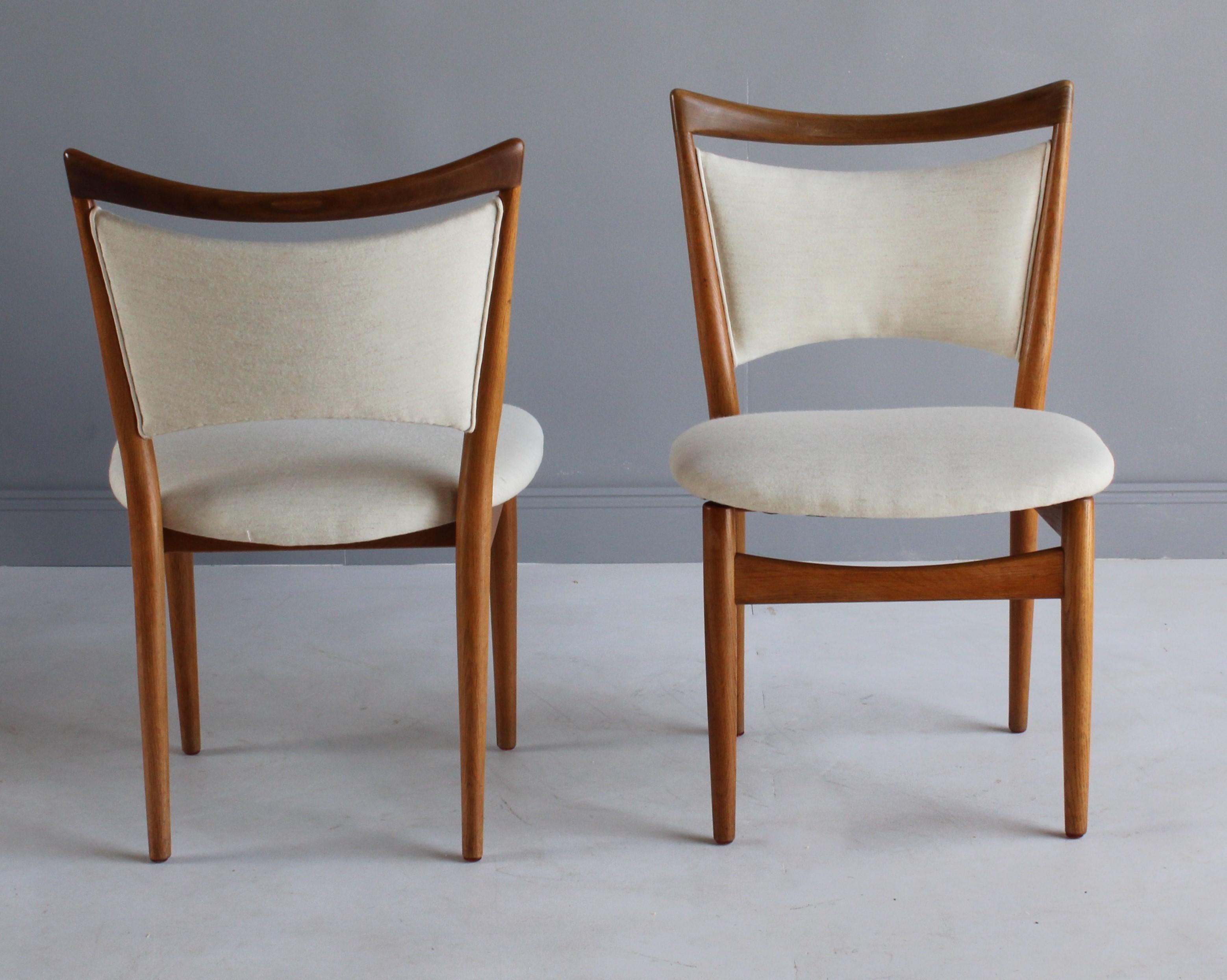 Finn Juhl, 6 Dining Chairs, Oak, Handwoven Fabric, Søren Willadsen, 1956 In Good Condition In High Point, NC
