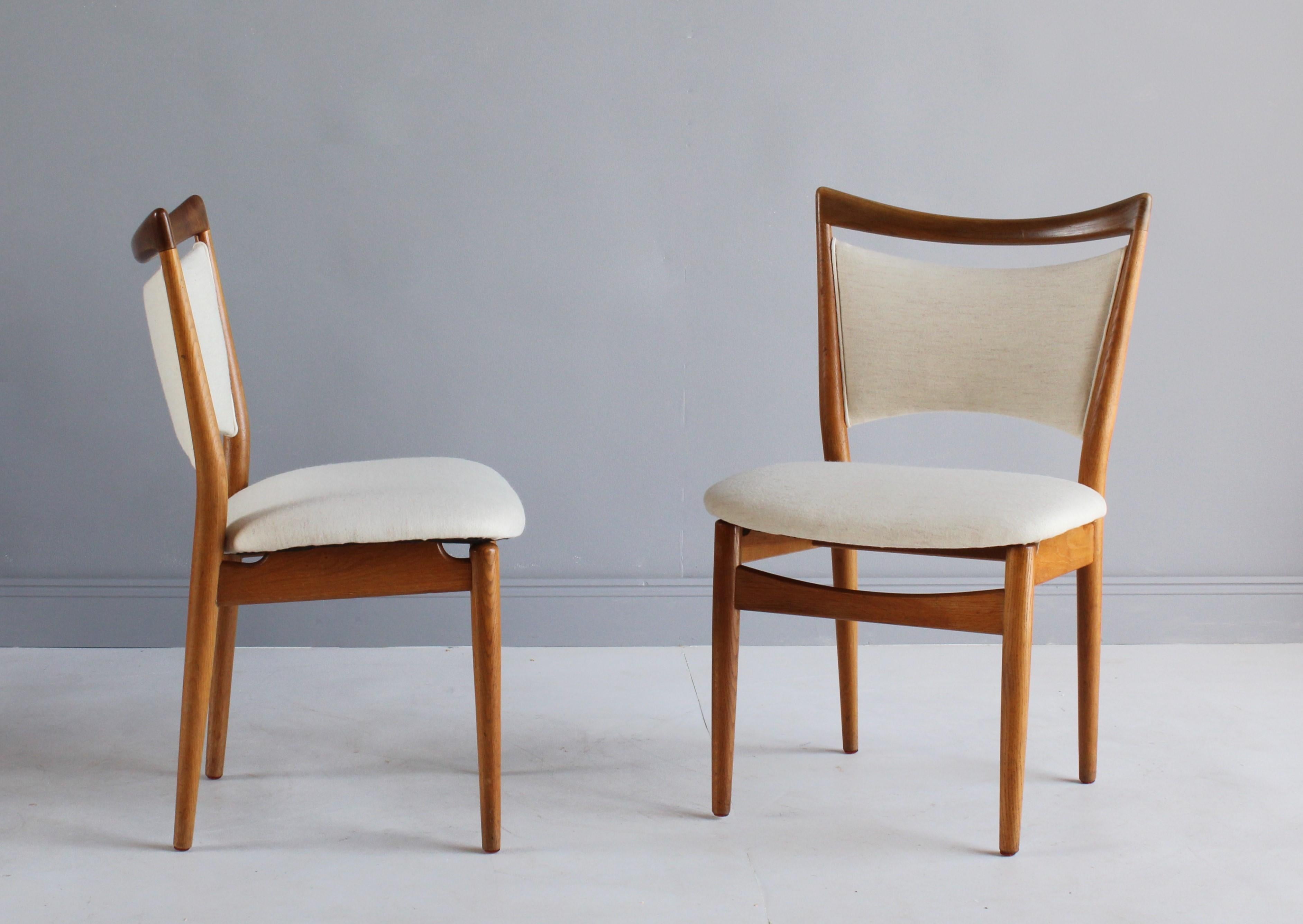 Mid-20th Century Finn Juhl, 6 Dining Chairs, Oak, Handwoven Fabric, Søren Willadsen, 1956