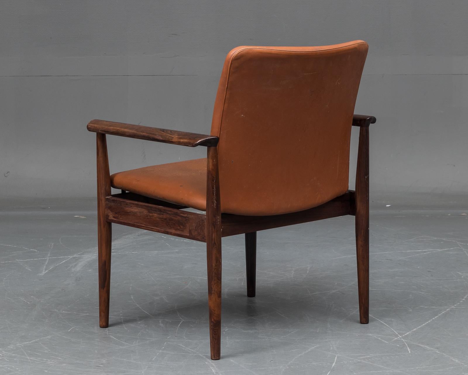 Cuir Fauteuil Finn Juhl 209 Diplomat, début des années 1960 en vente